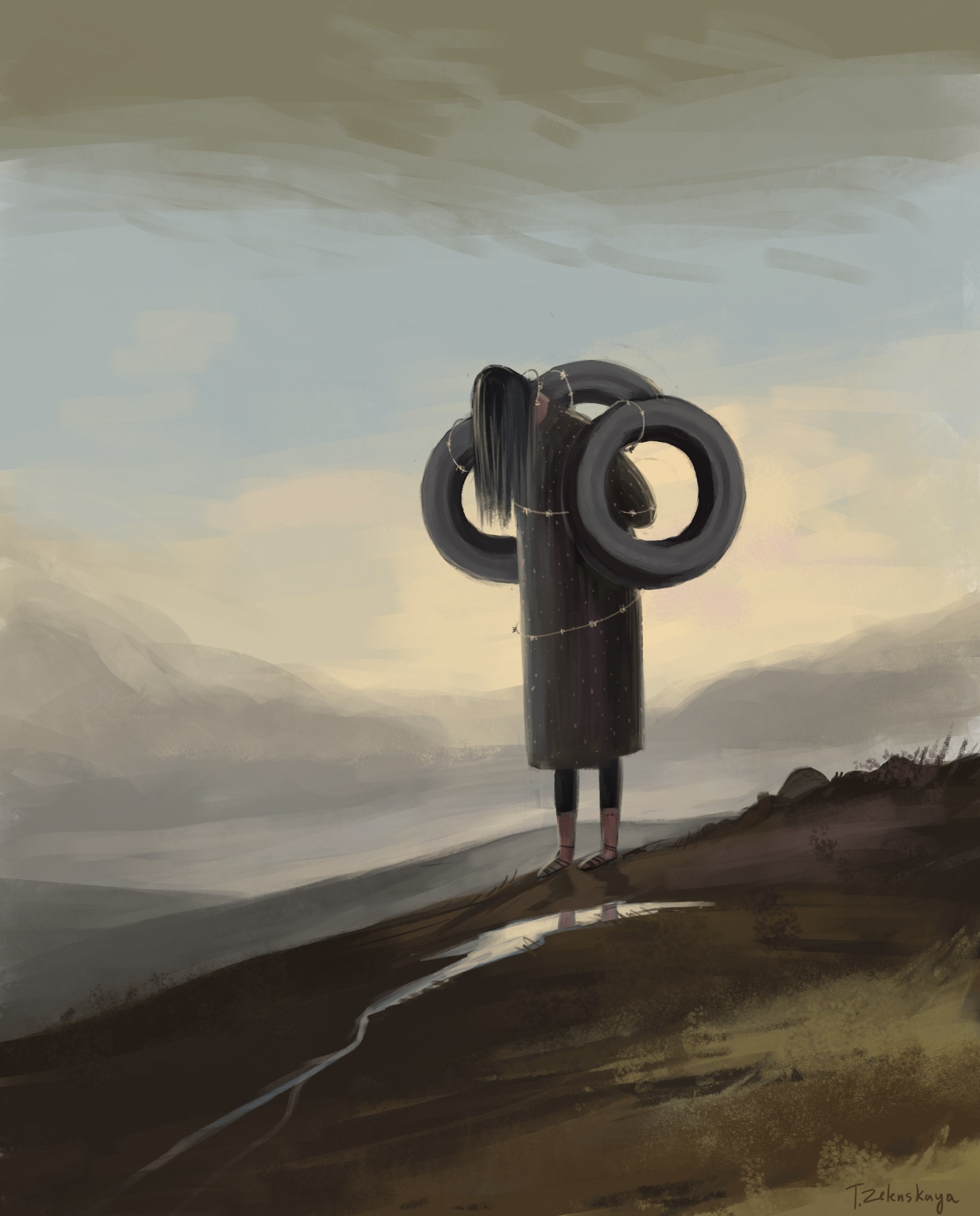 An artistic representation of a domestic violence case in Kyrgyzstan. © Tatiana Zelenskaya