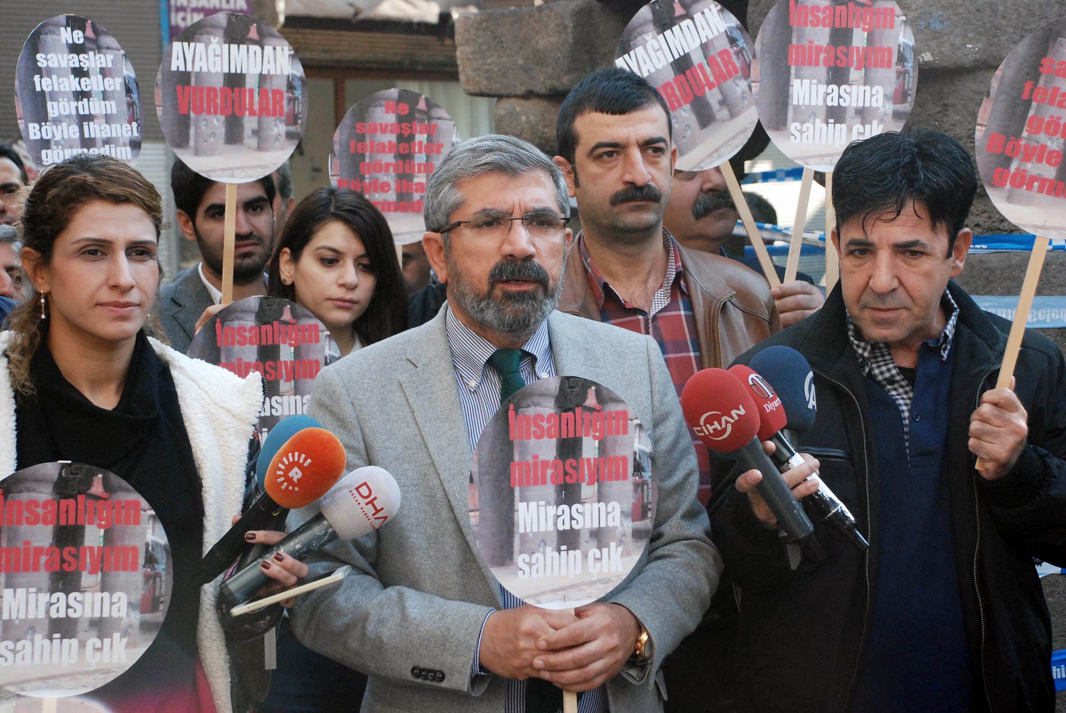 Tahir Elçi, the president of Diyarbakir Bar Association and human rights lawyer, speaks to the media shortly before being shot dead in Diyarbakir, Turkey November 28, 2015  (IHA agency via AP)   