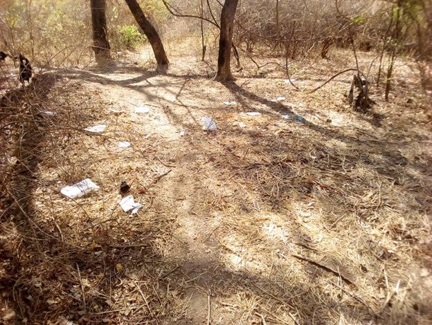 The area where a Boko Haram’s female suicide bomber detonated her explosive vest in the bush around Mozogo, Far North region, Cameroon, killing 11 civilians, February 2021