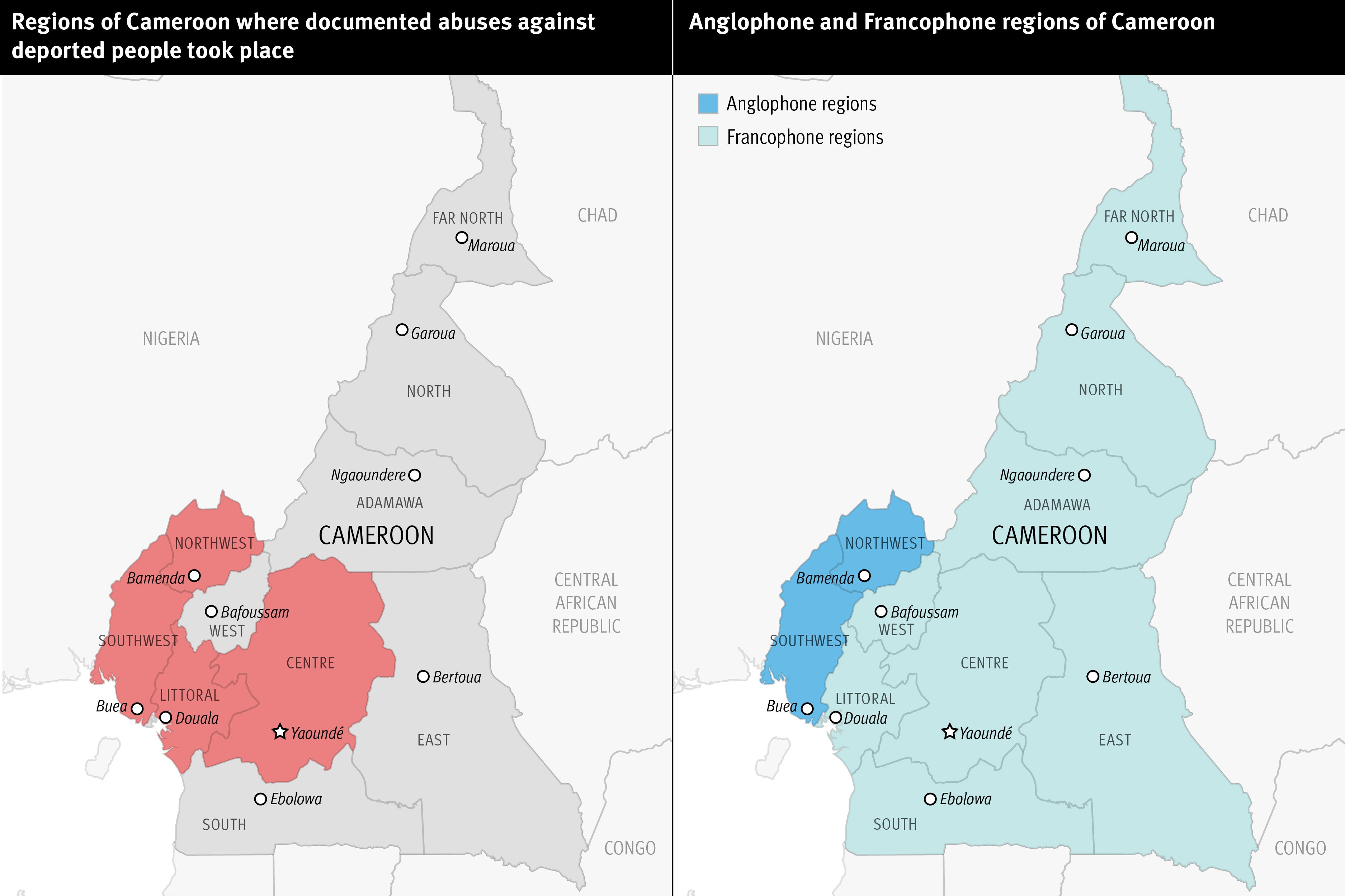 Side-by-side maps of Cameroon