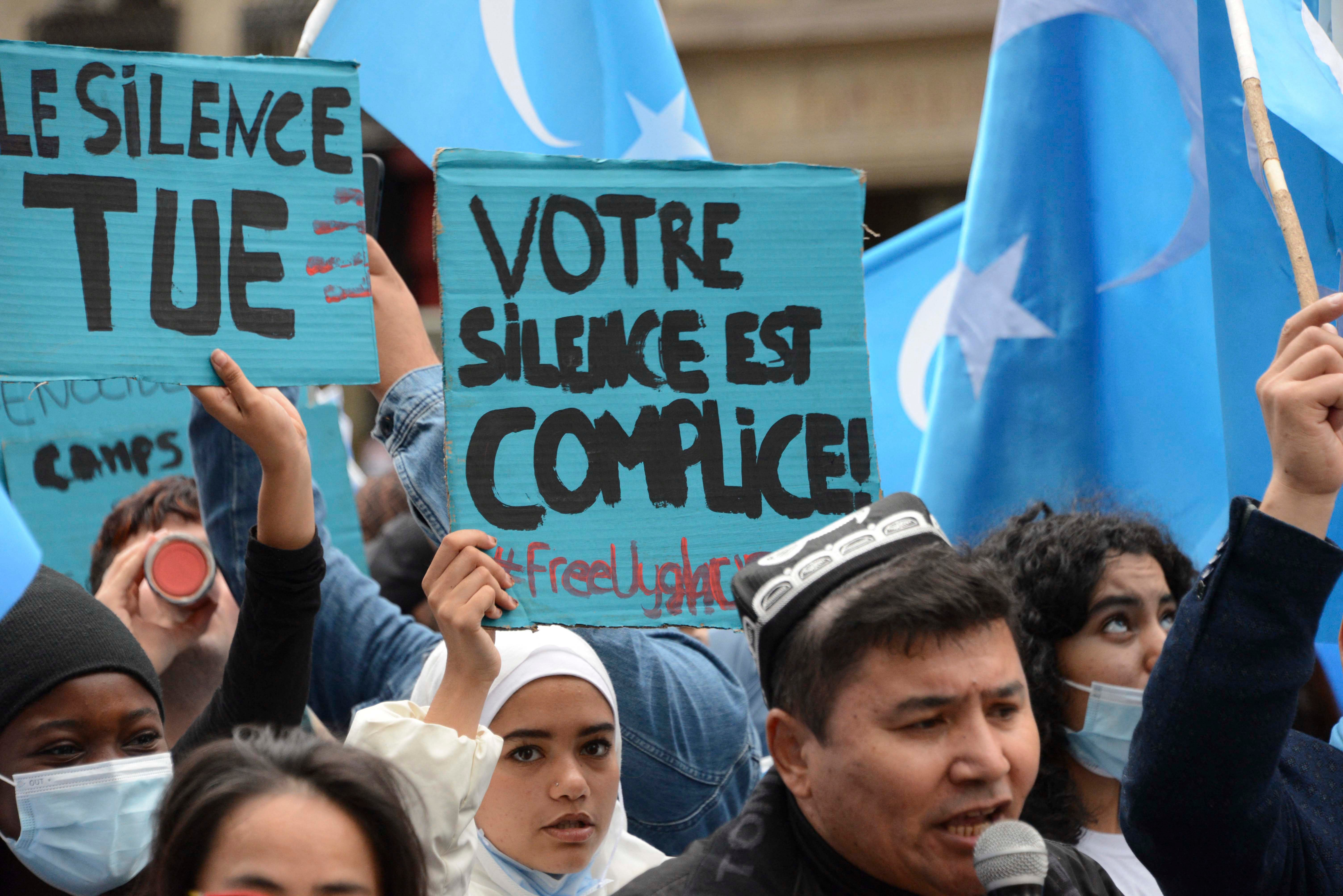 Rally against the treatment of Uyghur people by the Chinese authorities, in Paris, France, on October 2, 2021.
