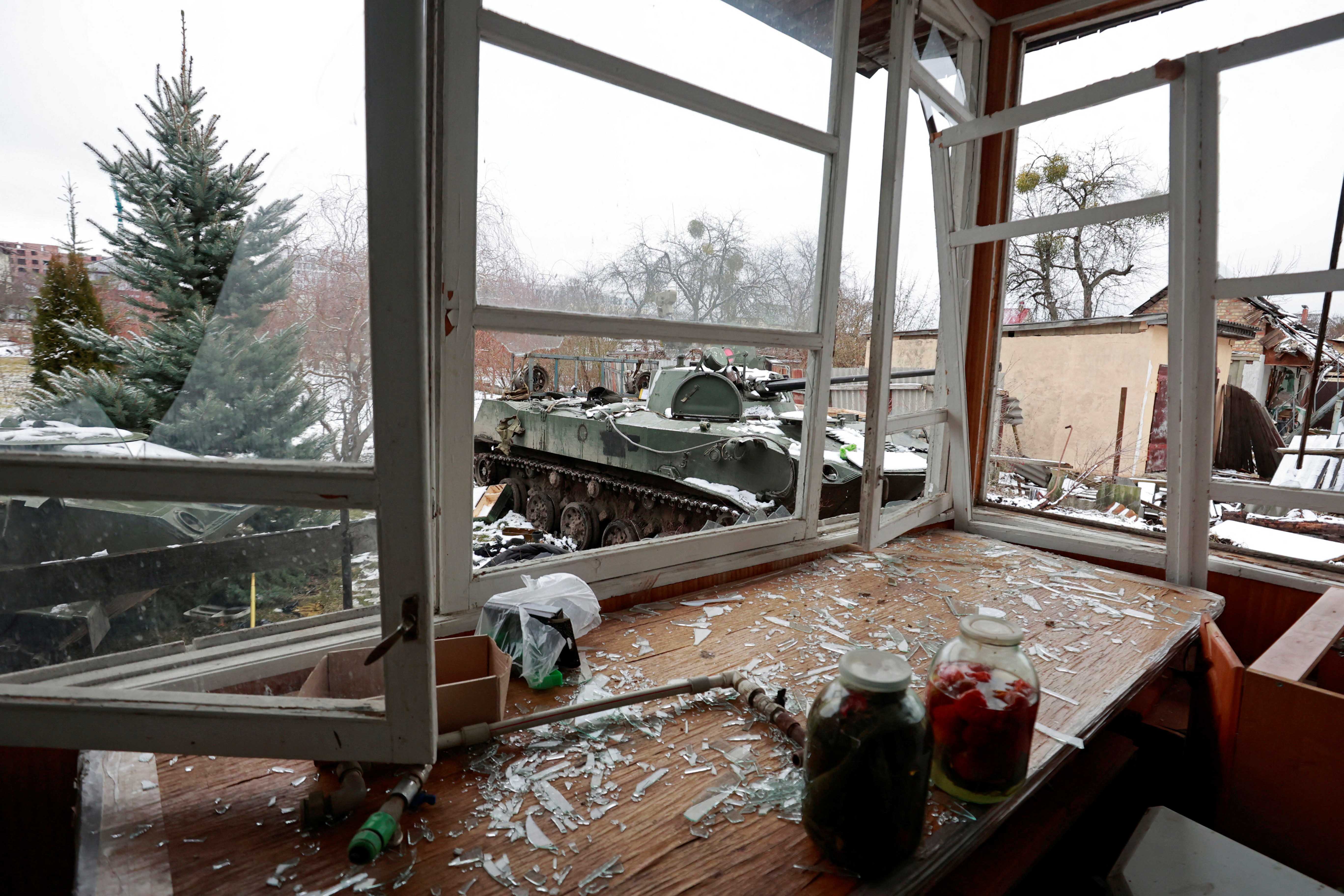 A shot of damage to a home from the interior