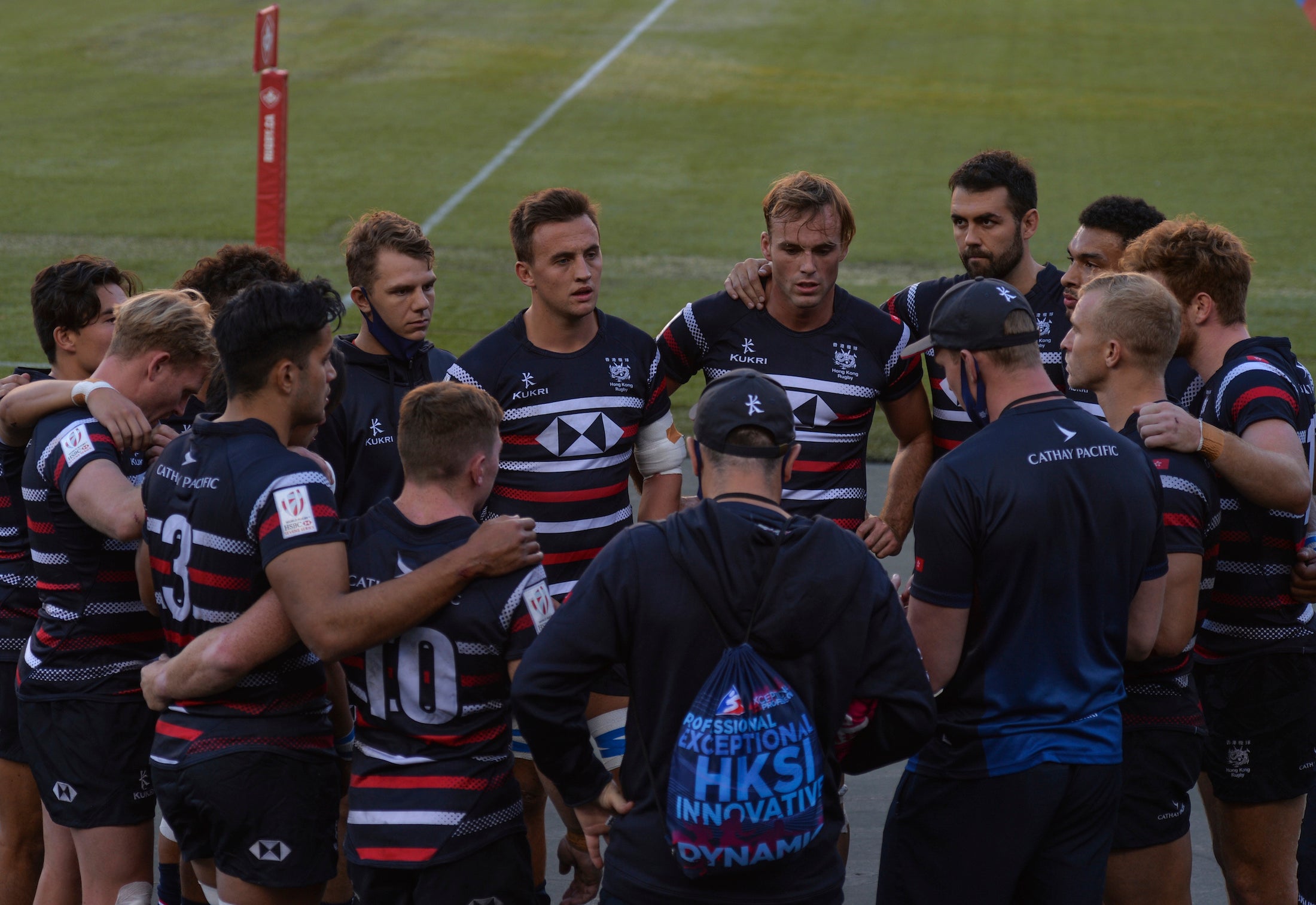Members of Hong Kong 7s at the end of a match at the HSBC World Rugby Seven Series.