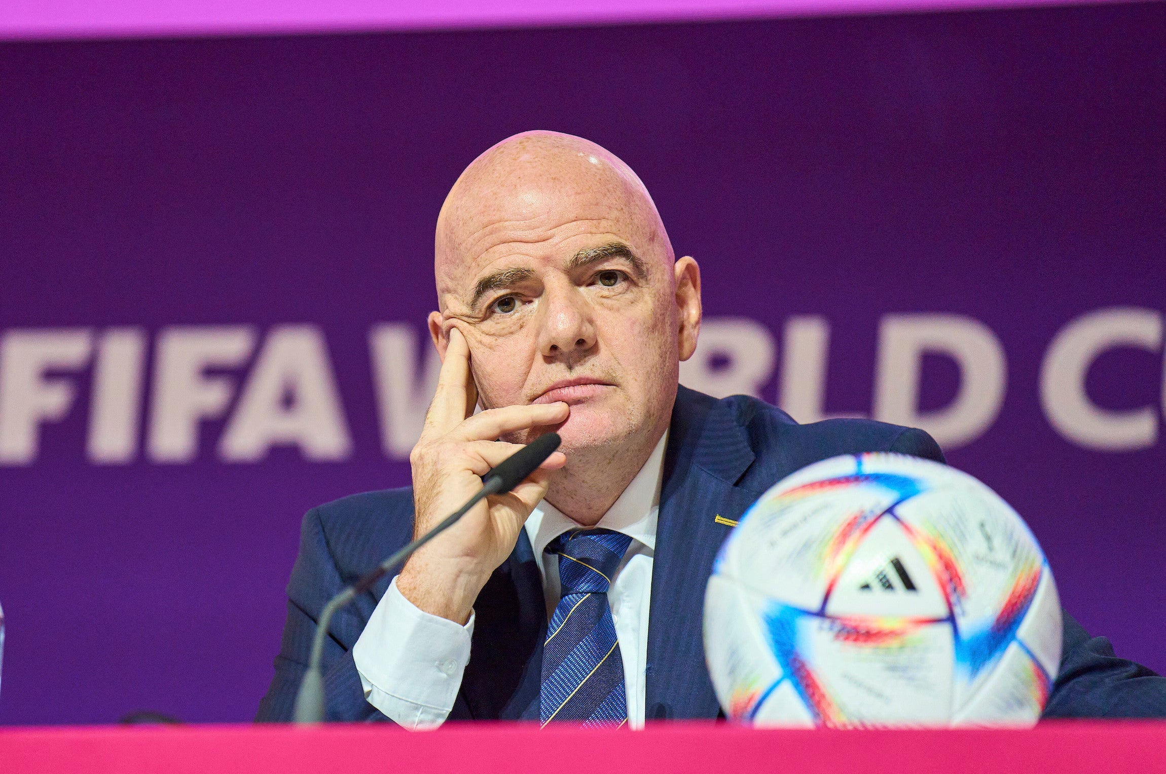 FIFA President Gianni Infantino at a Press Conference in Qatar.