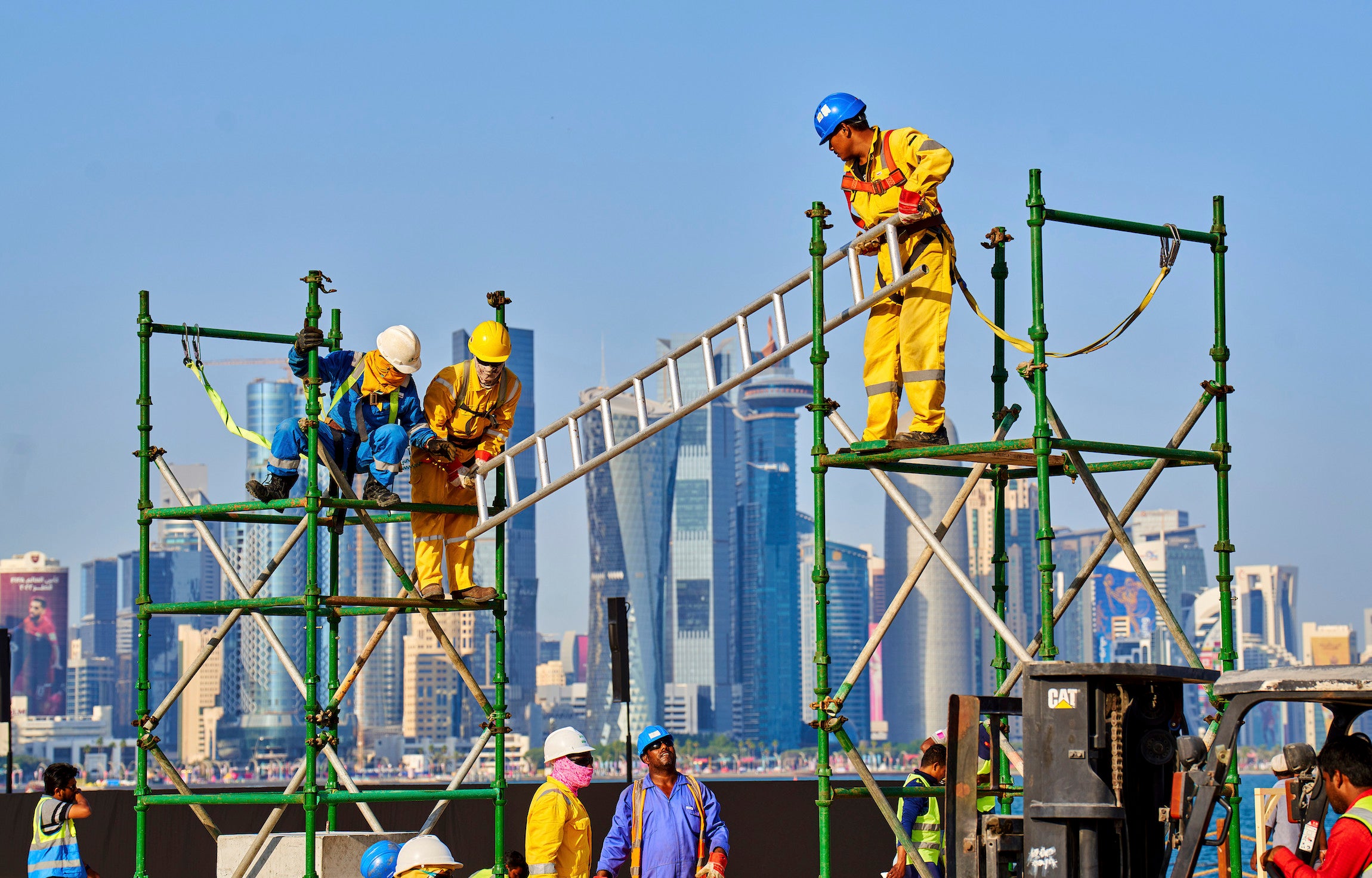 Construction workers in Doha, Qatar.