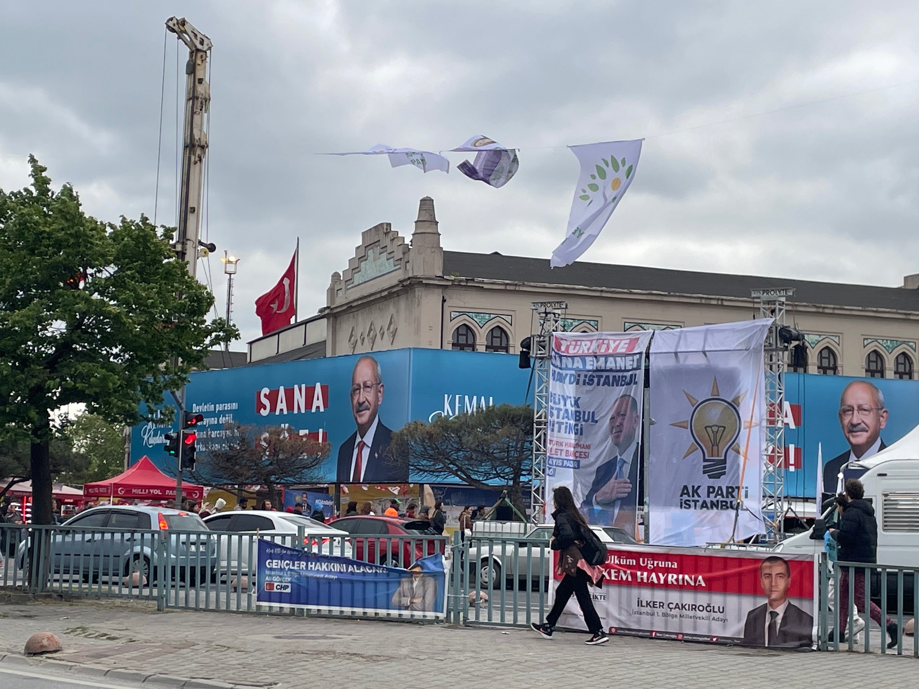 Banners from different political parties competing in Turkey's May 14 elections, Kadıköy, Istanbul.