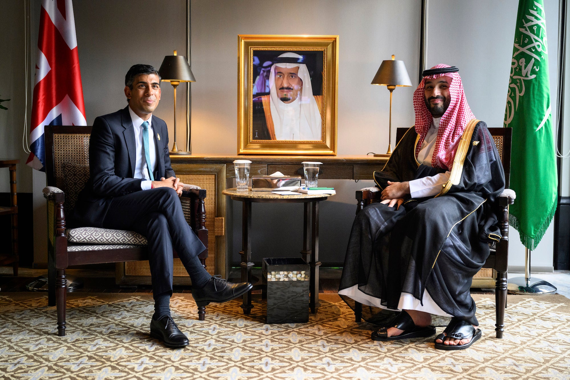  Britain's Prime Minister Rishi Sunak, left, and Crown Prince Mohammed bin Salman of Saudi Arabia during a bilateral meeting at the G20 Summit, Nusa Dua, Bali, Indonesia, November 15, 2022.