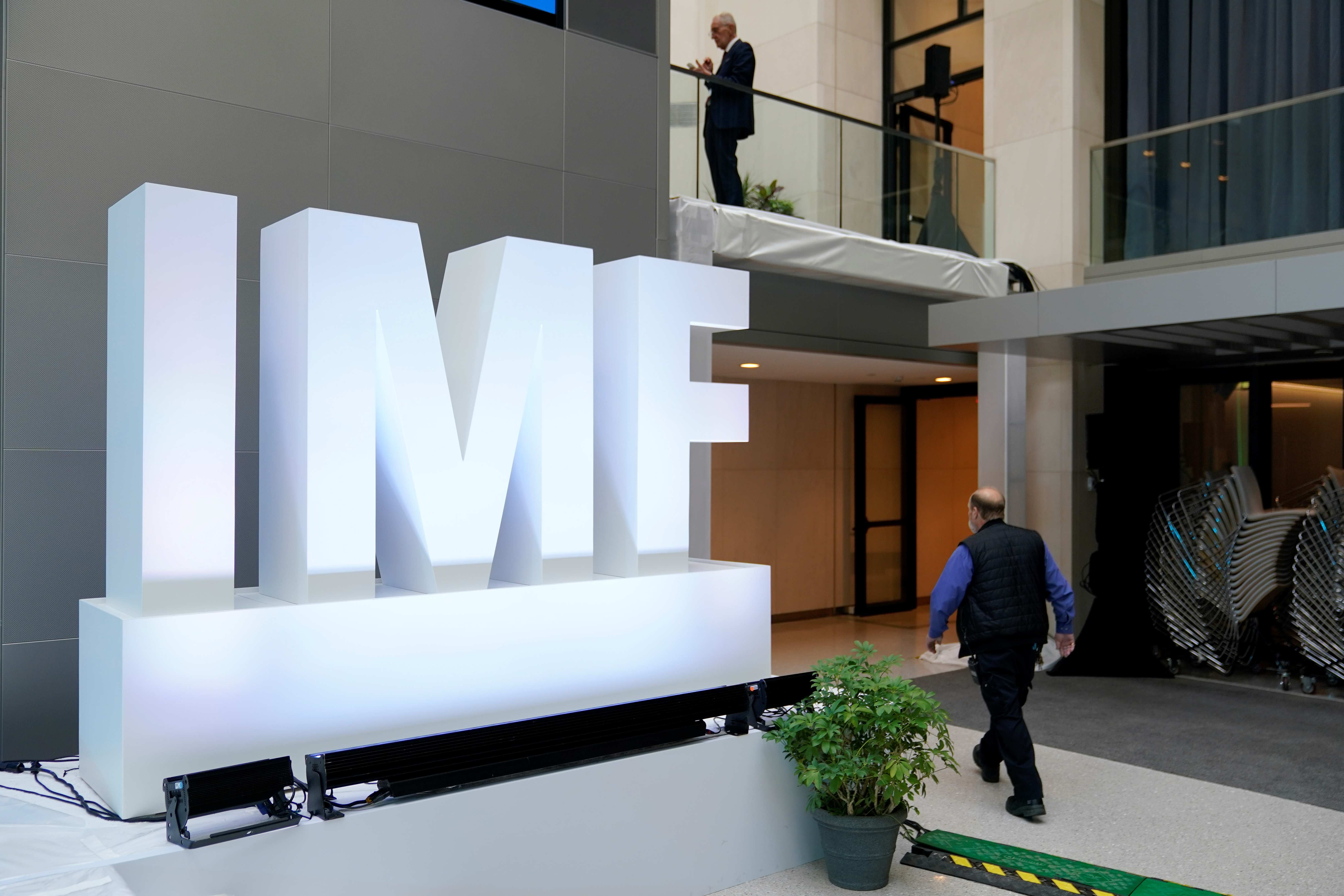 An atrium at the 2022 Annual Meetings of the International Monetary Fund and the World Bank