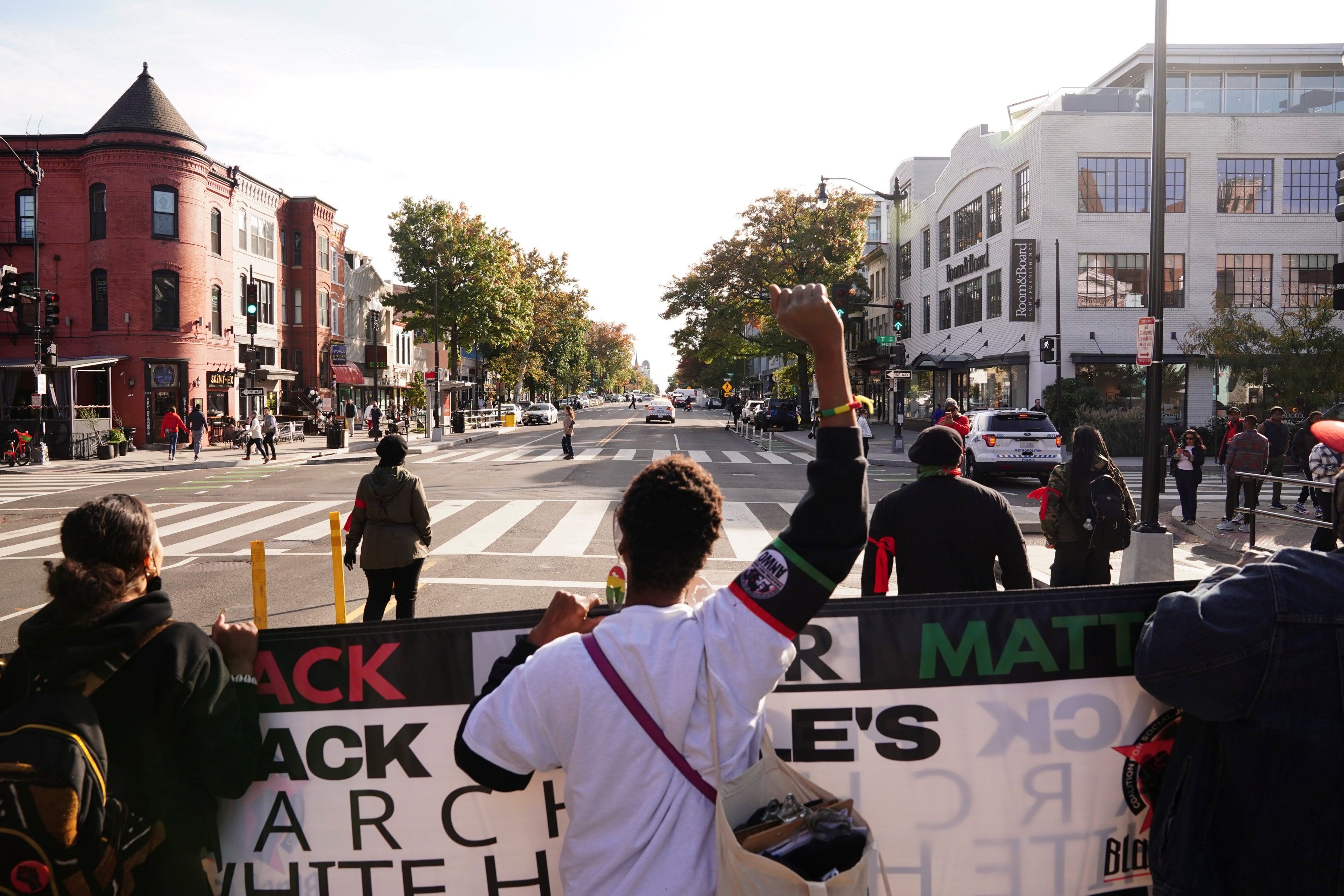 Activists from Black is Back Coalition for Social Justice, Peace and Reparations during the annual “March on the White House” rally against police violence in Washington, D.C., November 6, 2021.