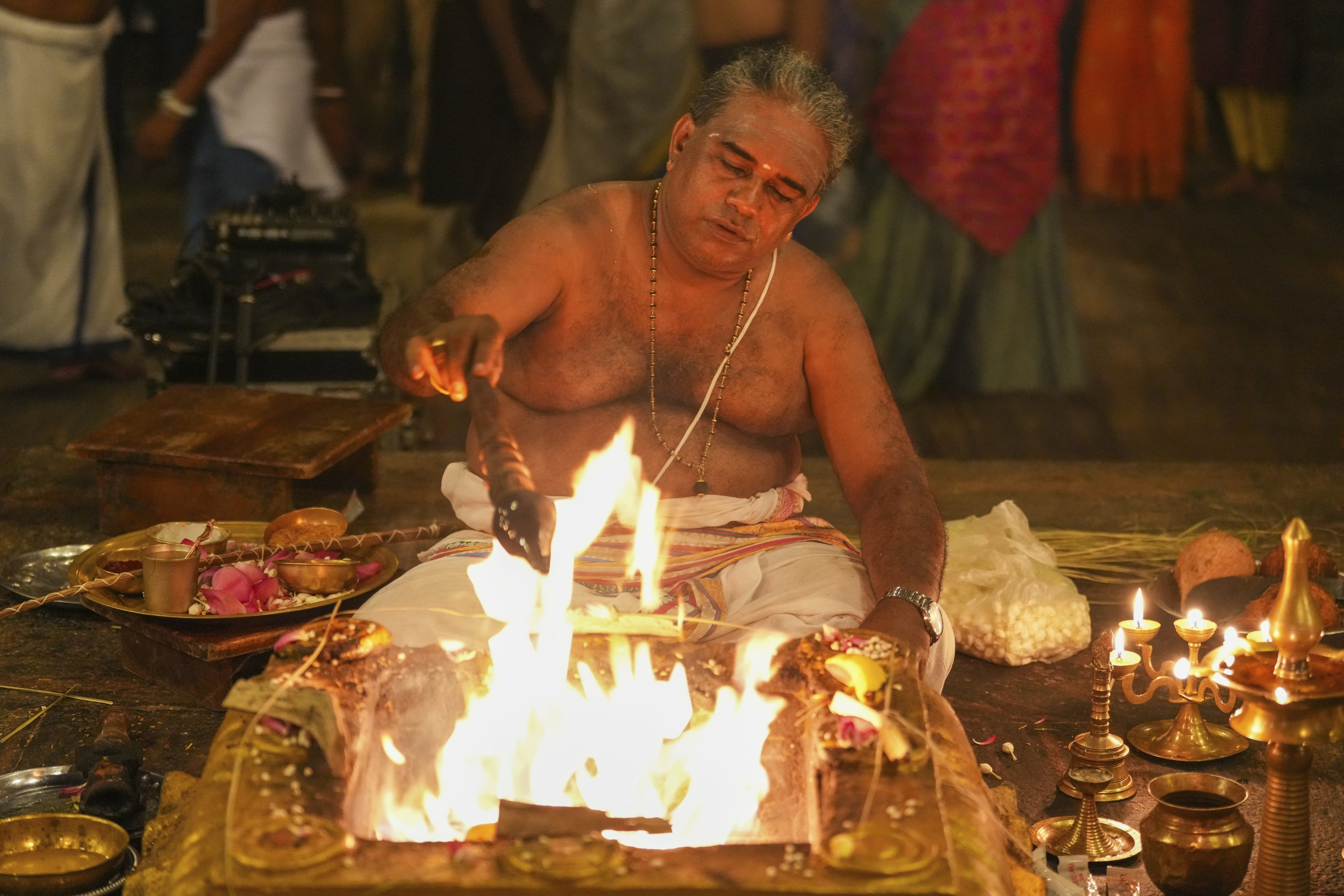  A Hindu worshipper celebrating the festival of Shivaratri in the Sri Lankan capital, Colombo, on March 8, 2024. 