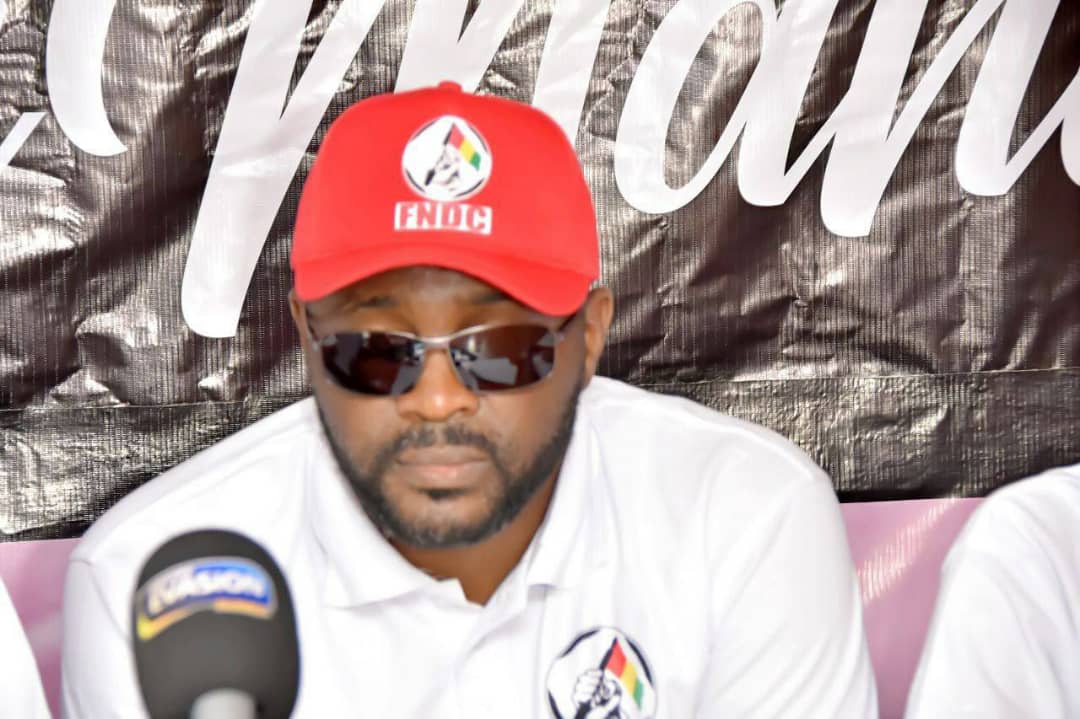 Oumar Sylla, known as Foniké Mengué, at the National Front for the Defense of the Constitution headquarters in Conakry, Guinea, May 2022