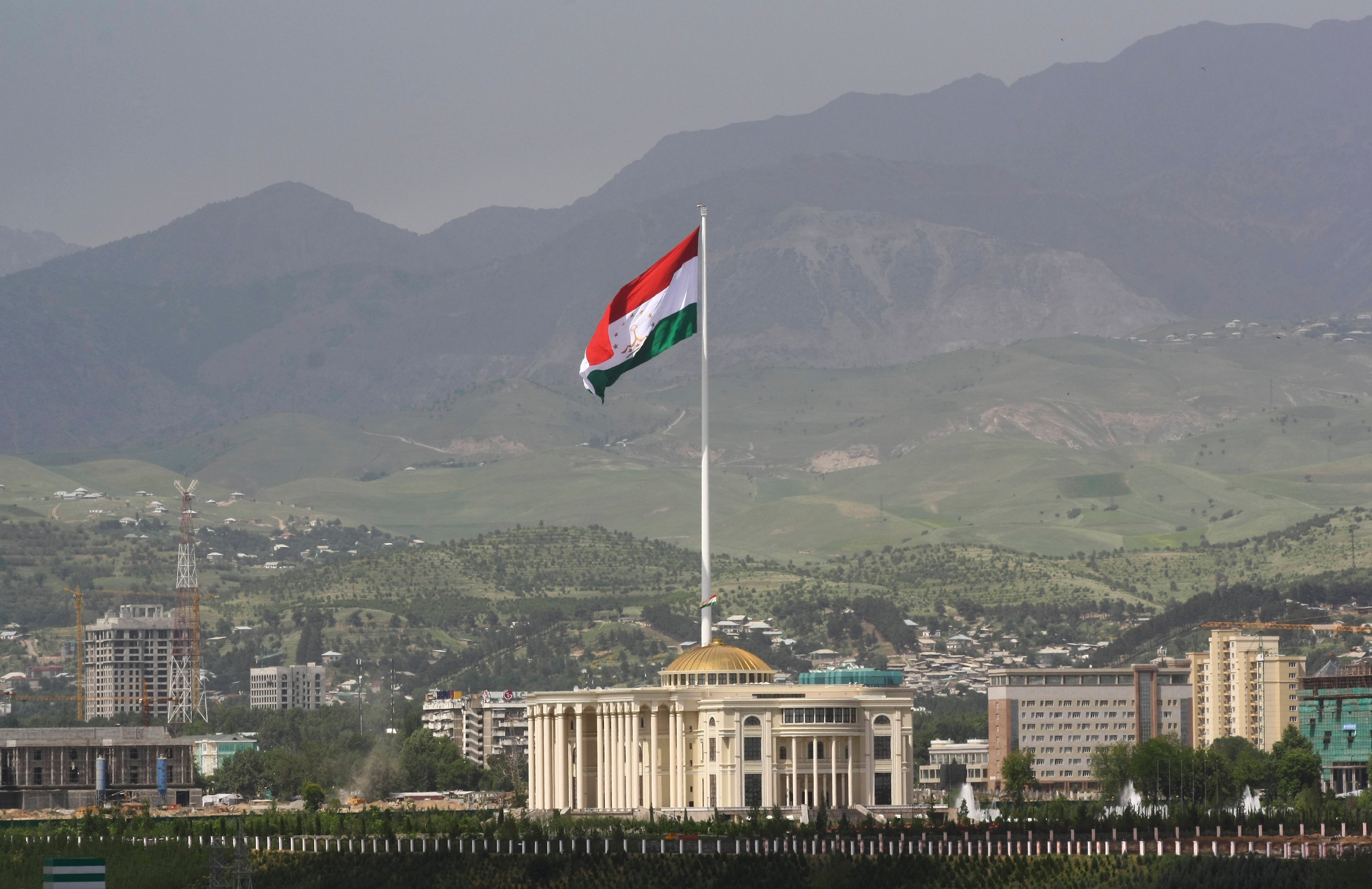 A national flag of Tajikistan in Dushanbe, May 24, 2011.