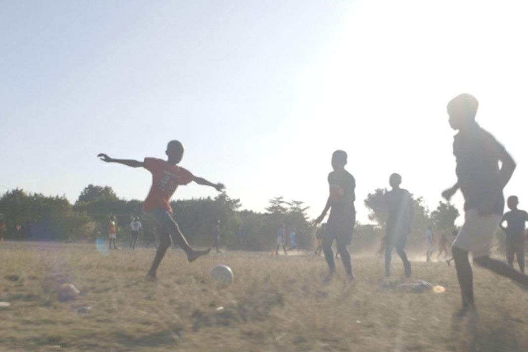 Children playing football