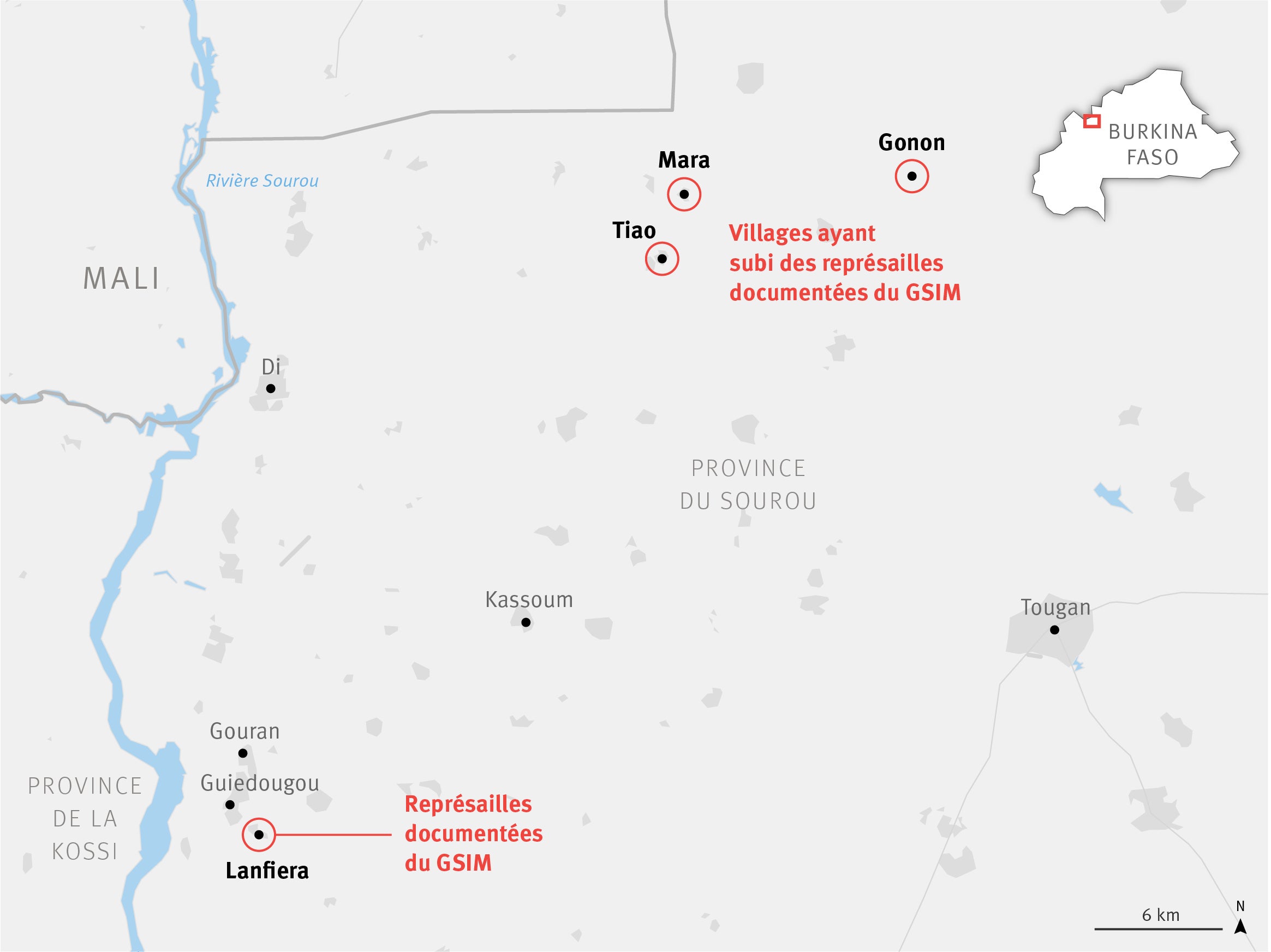 Carte de Sourou, Burkina Faso.
