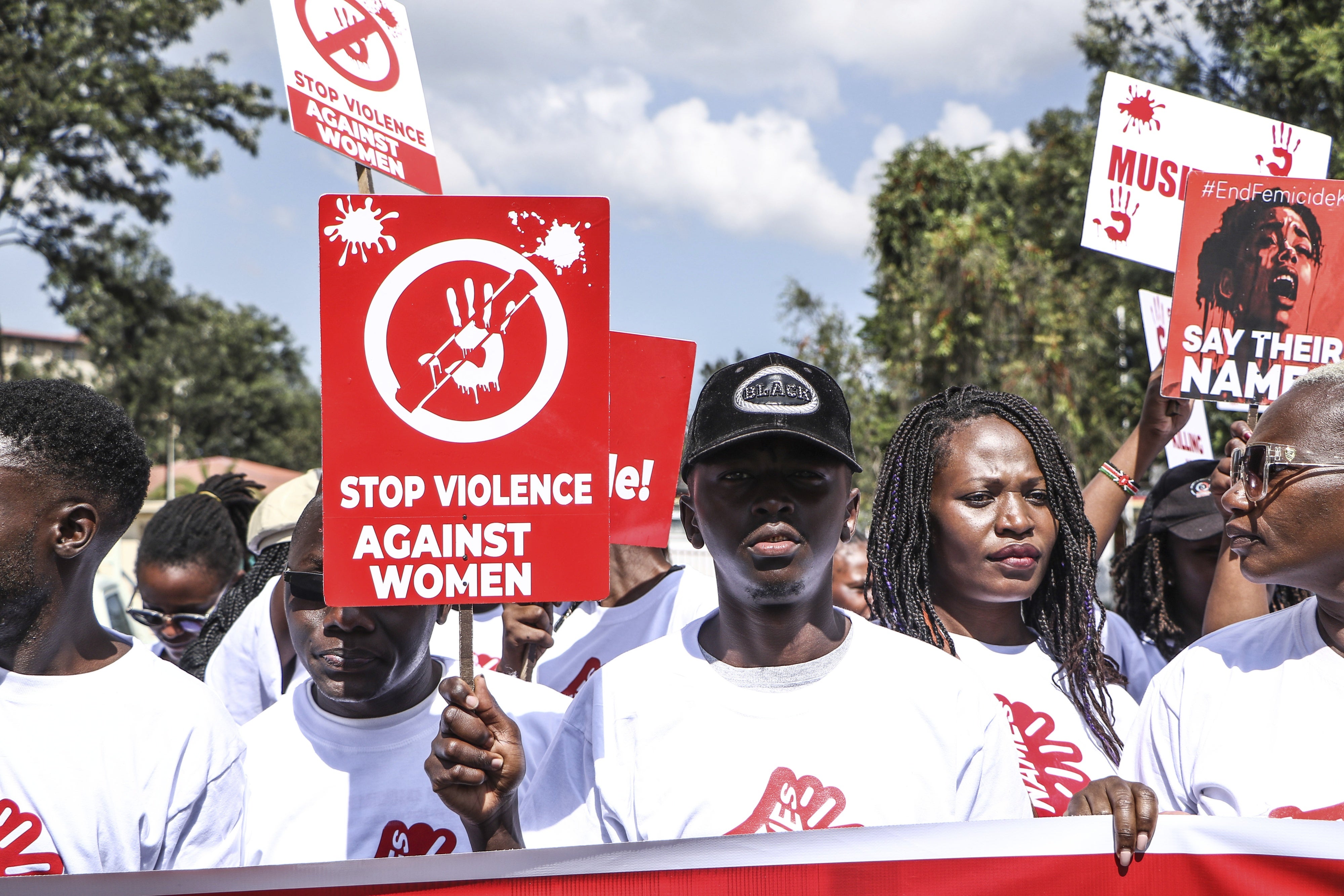  People demonstrate against rising cases of violence against women during International Human Rights Day, Nakuru, Kenya, December 10, 2024.
