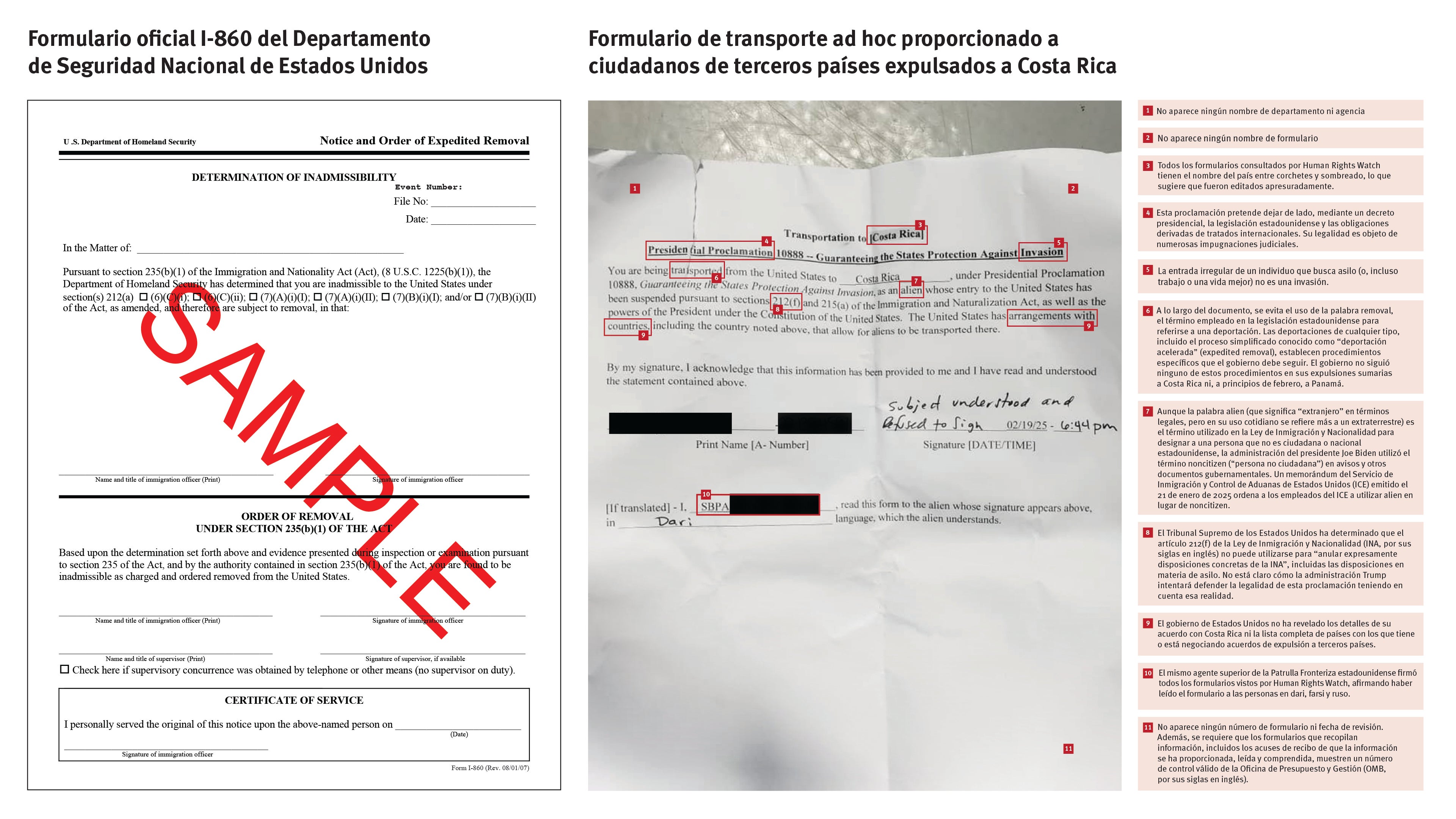 side-by-side forms with annotations
