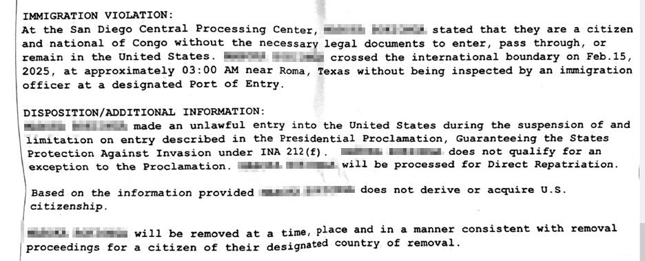 redacted excerpt of a form