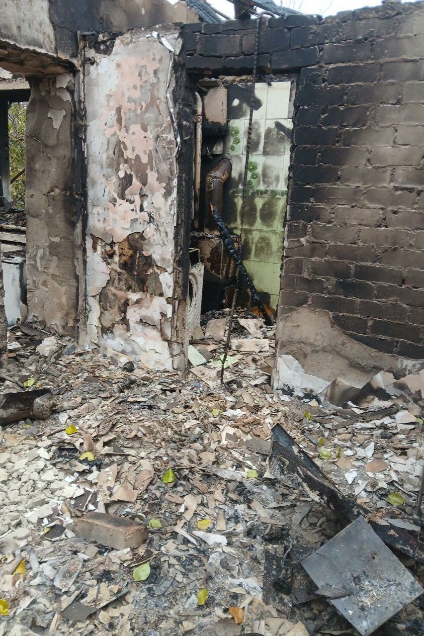 Burned interior of a home