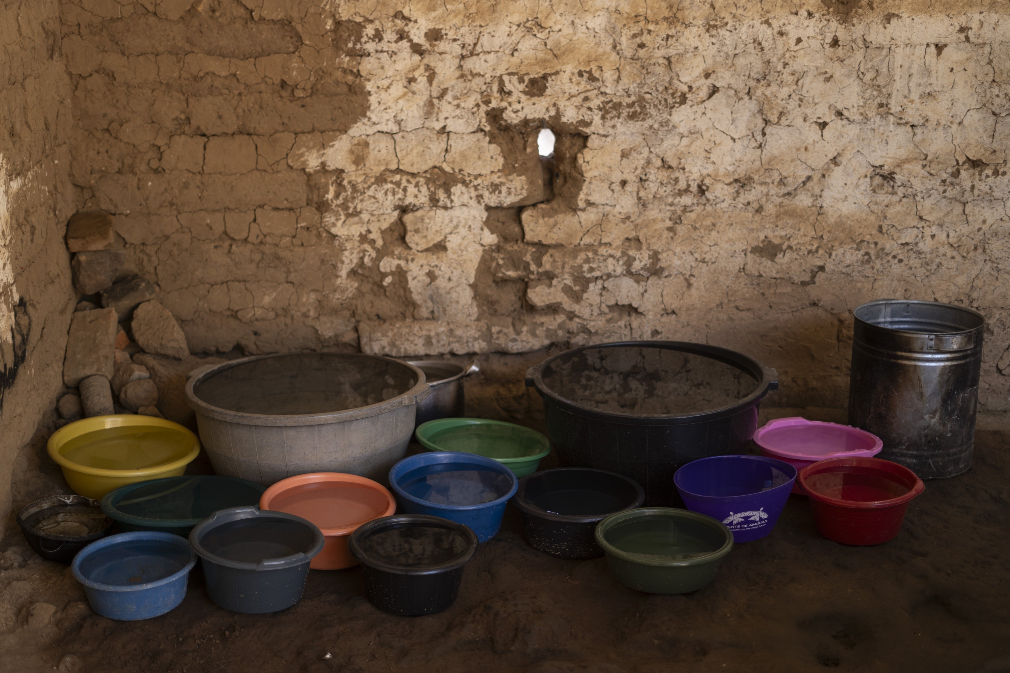 Containers used by a family to store water in Santa María Chiquimula municipality, Totonicapán department. 
