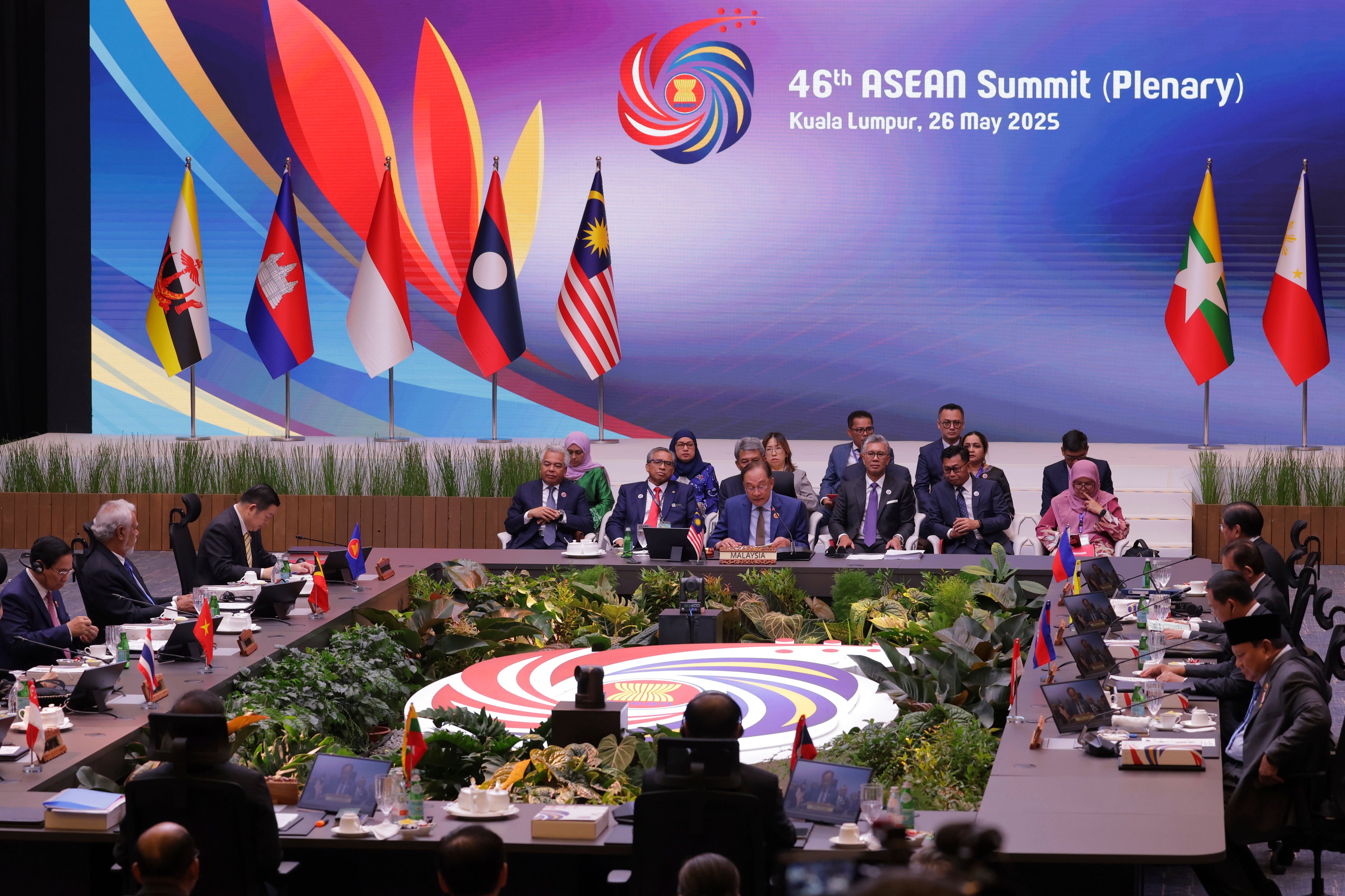 Leaders of the Association of Southeast Asian Nations (ASEAN) member countries hold a summit in Kuala Lumpur, Malaysia, on May 26, 2025.