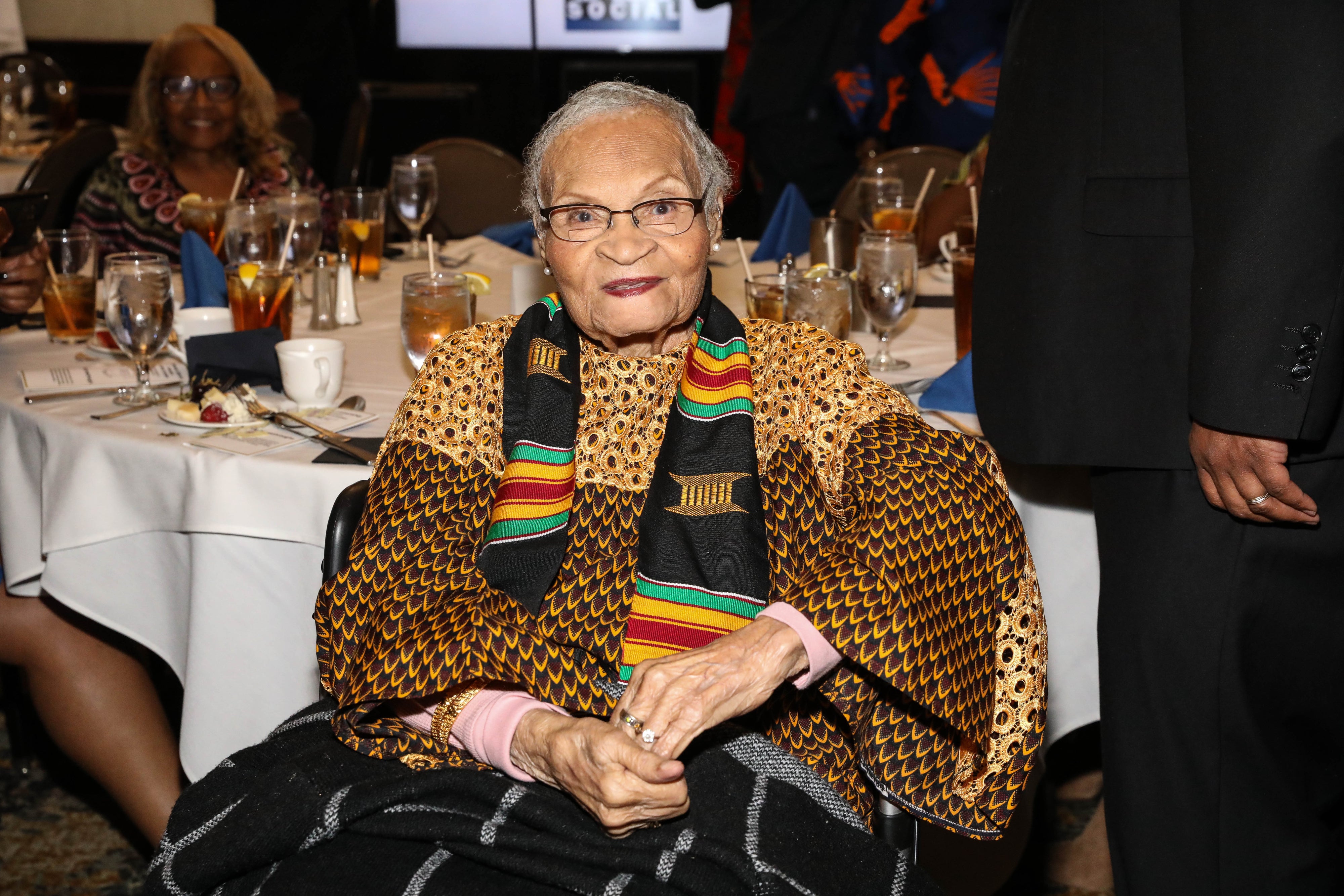 Queen Mother and Founder of the VFF Foundation, Viola Ford Fletcher, at the Oldest Living Tulsa Oklahoma Massacre Survivors Celebrated And Book Cover Revealing at The City Club of Washington in Washington, DC, US, February 28, 2023.