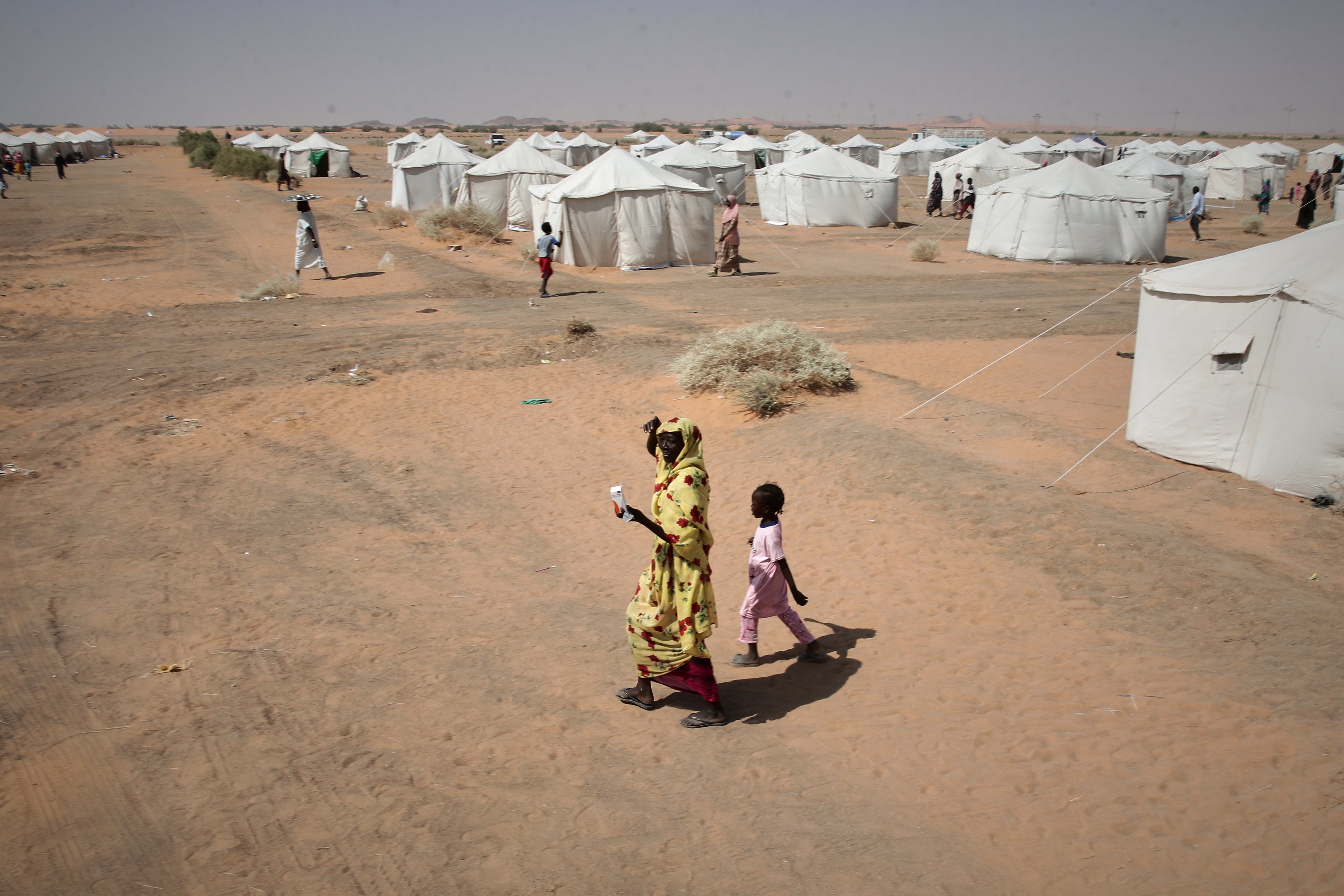Displaced people from Darfur, who are now sheltering  in El-Afadh camp, Al Dabbah, Sudan, November 13, 2025.