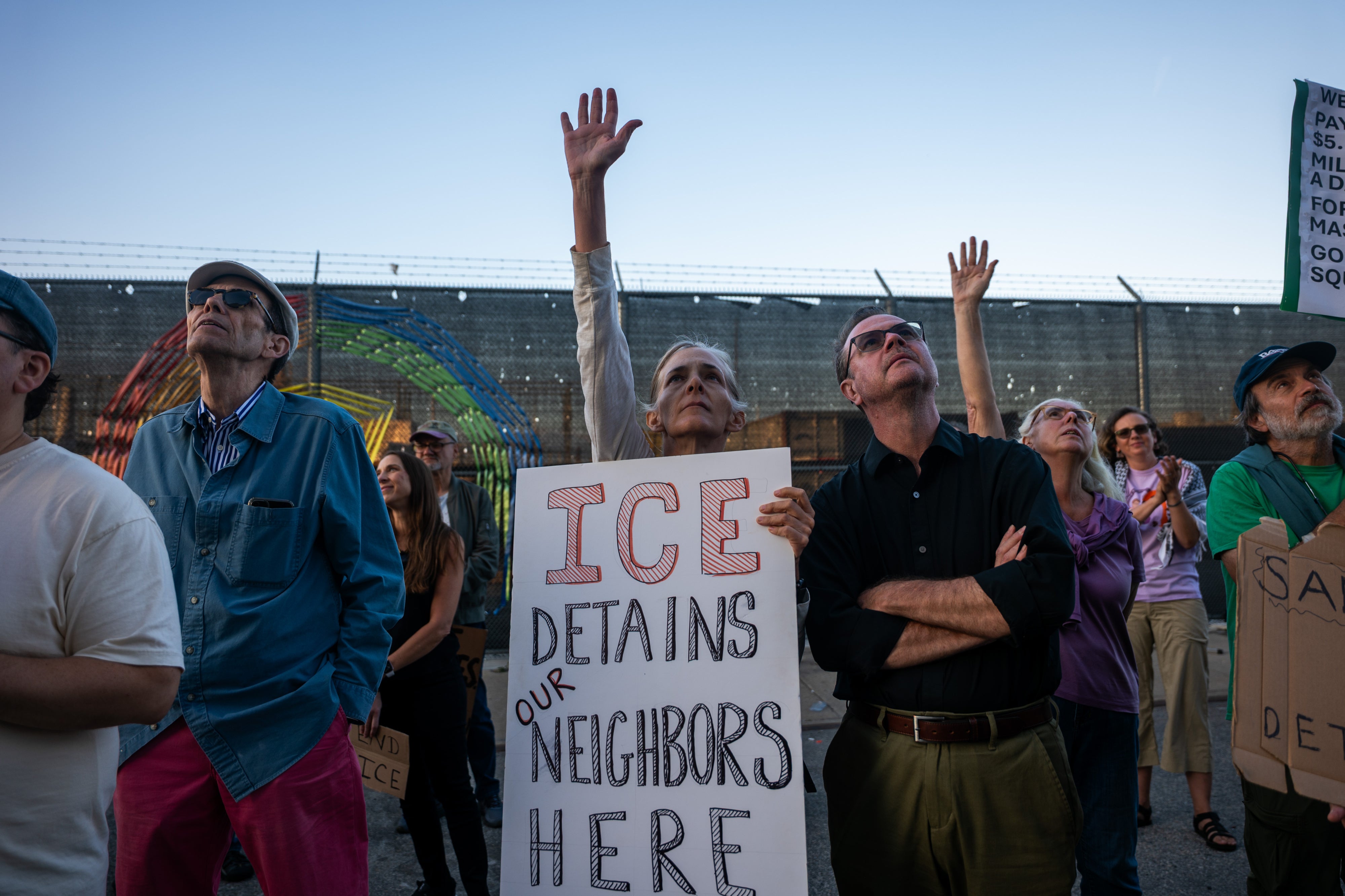 People participate in an anti-Immigration and Customs Enforcement (ICE) rally outside of the Brooklyn Metropolitan Detention Center on September 2, 2025, in New York City, US. 