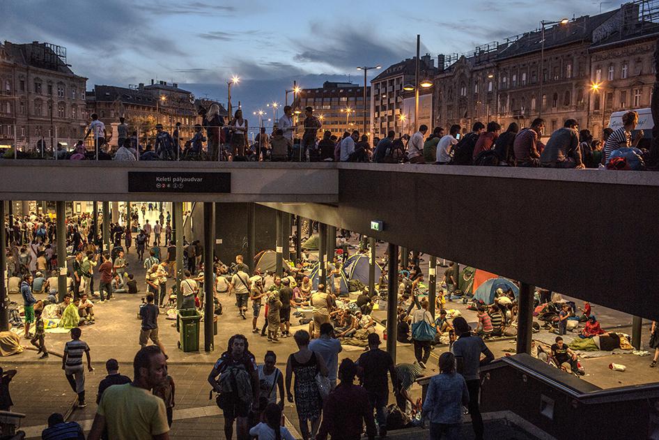 A view of Budapest's Keleti train station in Hungary where refugees and asylum seekers wait to be let on trains to Germany. September 2, 2015.