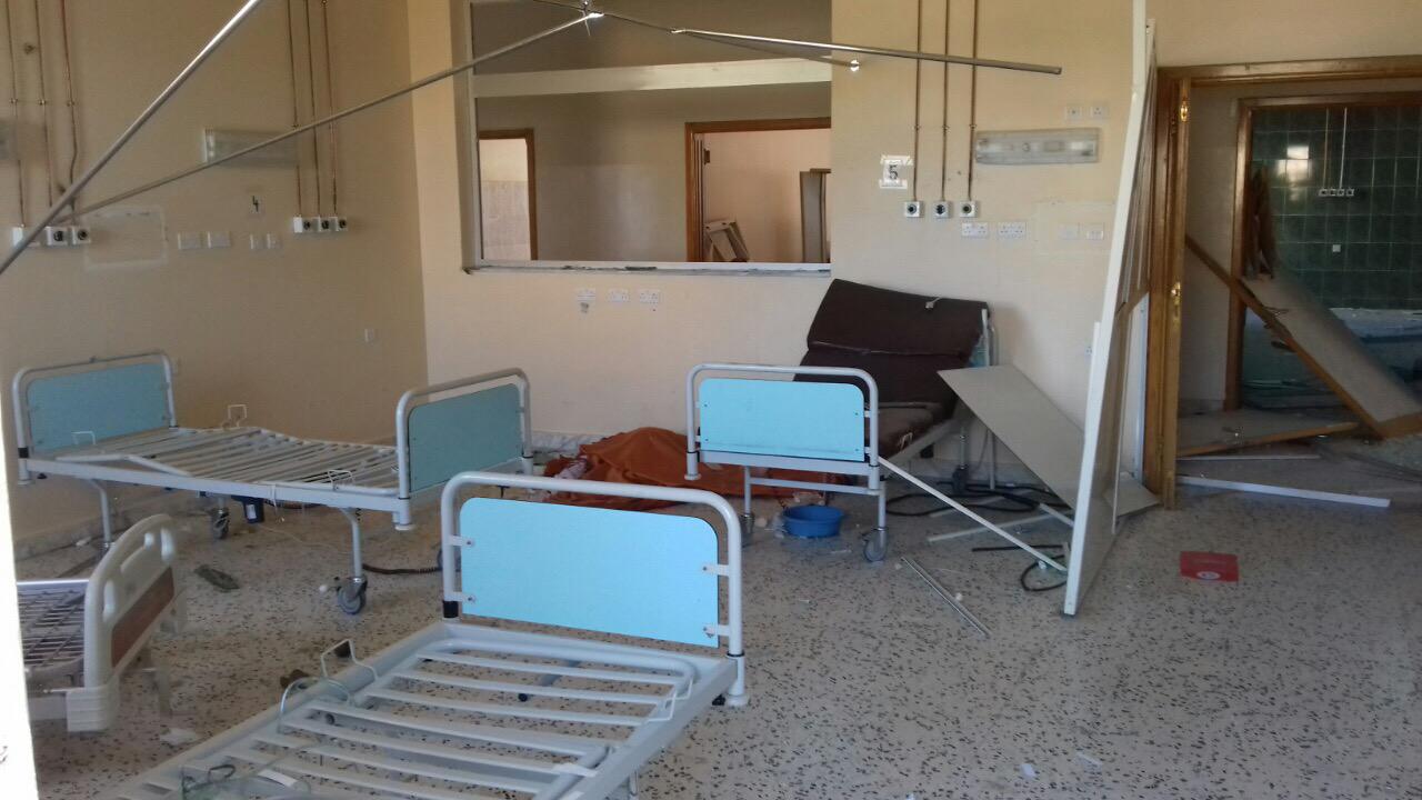 Damaged ward at Al-Wahda Hospital in Derna, Libya due to air strikes on February 7, 2016, according to a witness.