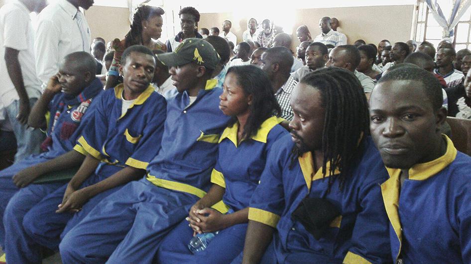 Six LUCHA activists on trial in Goma, eastern Democratic Republic of Congo on February 22, 2016, where they face trumped-up charges for supporting a February 16 national strike to protest election delays.