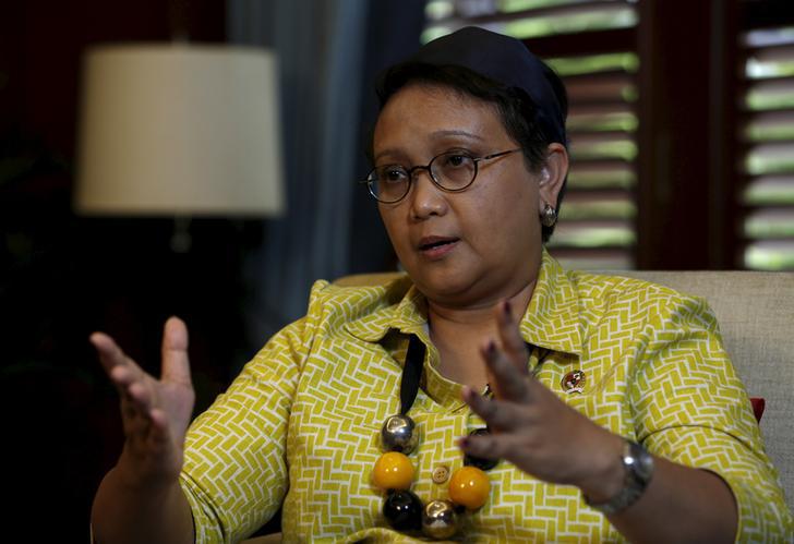 Indonesia's Foreign Minister Retno Marsudi gestures during an interview at the foreign ministry office in Jakarta, Indonesia on March 1, 2016. 