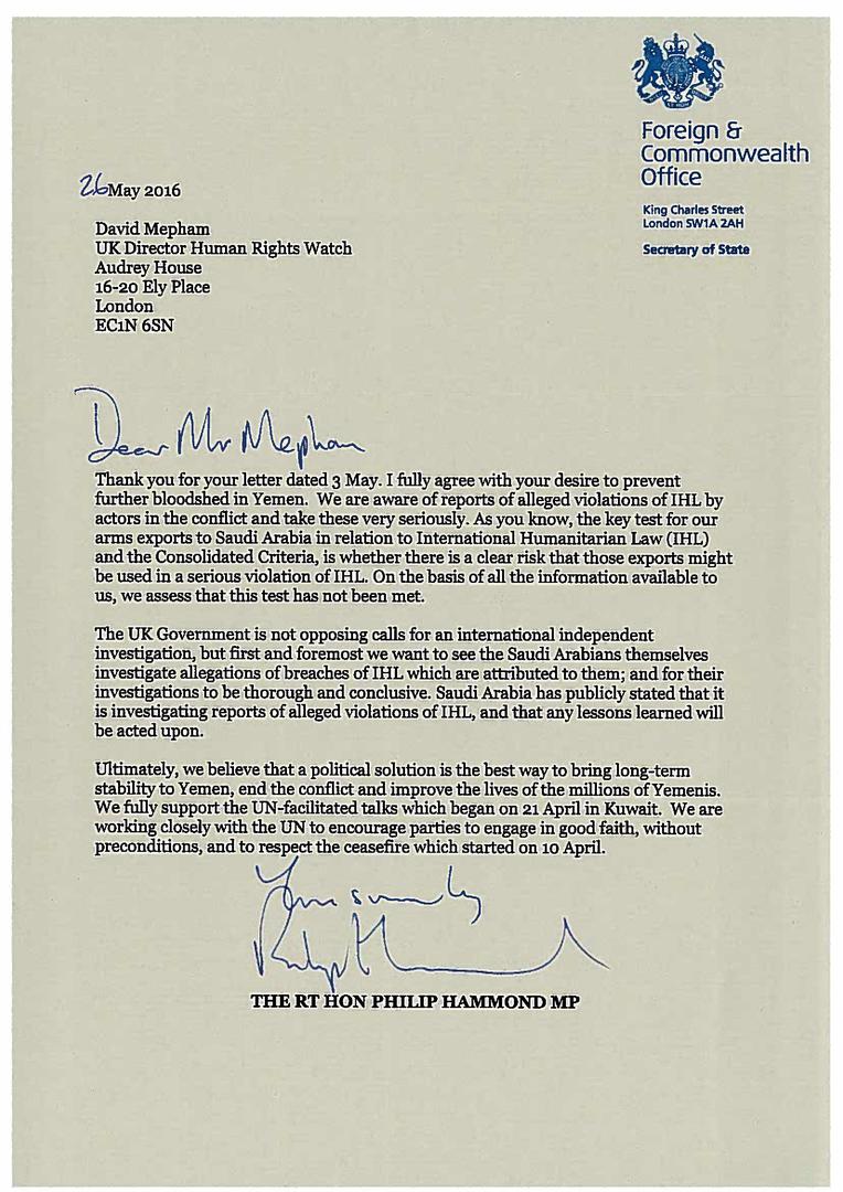 Reply from Philip Hammond