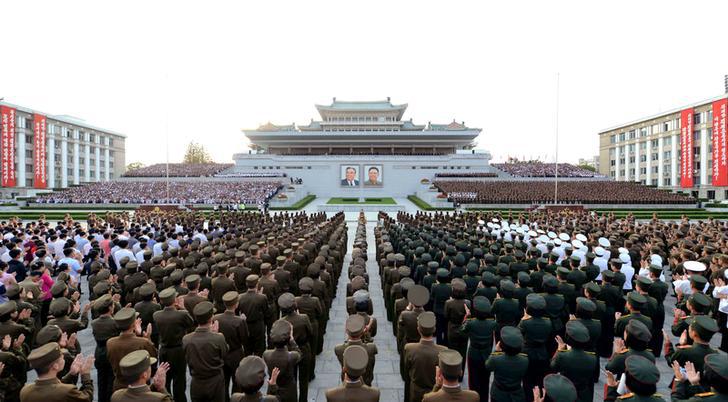 A rally celebrating the success of a recent nuclear test is held in Kim Il Sung square in this undated photo released by North Korea's Korean Central News Agency (KCNA) in Pyongyang on September 13, 2016.