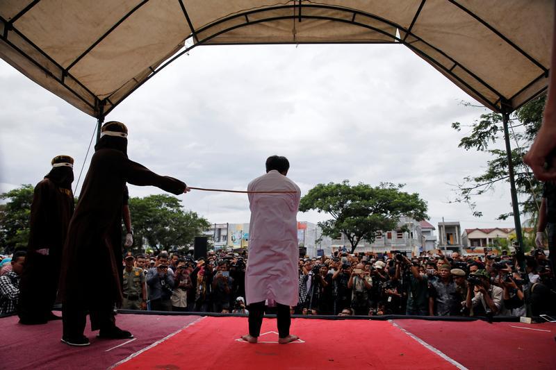 An Indonesian man is publicly caned for having gay sex in Banda Aceh, Aceh province, Indonesia May 23, 2017.