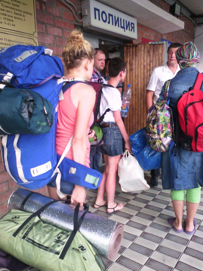 Activists hoping to attend a gathering on feminism, instead harassed and brought to the Dzhubga police station in Krasnodar region, Russia. 