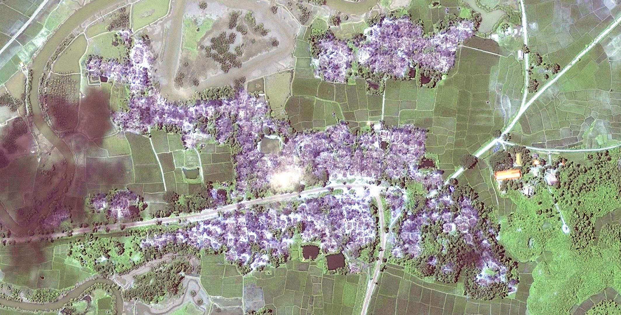 Satellite imagery recorded after the destruction of Nwar Yon Taung village.