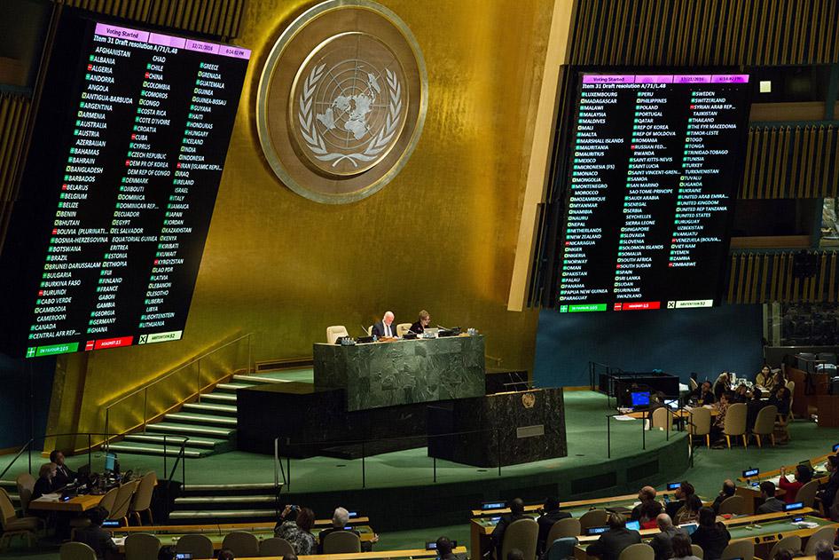 The UN General Assembly votes on the Syria Investigative Mechanism resolution