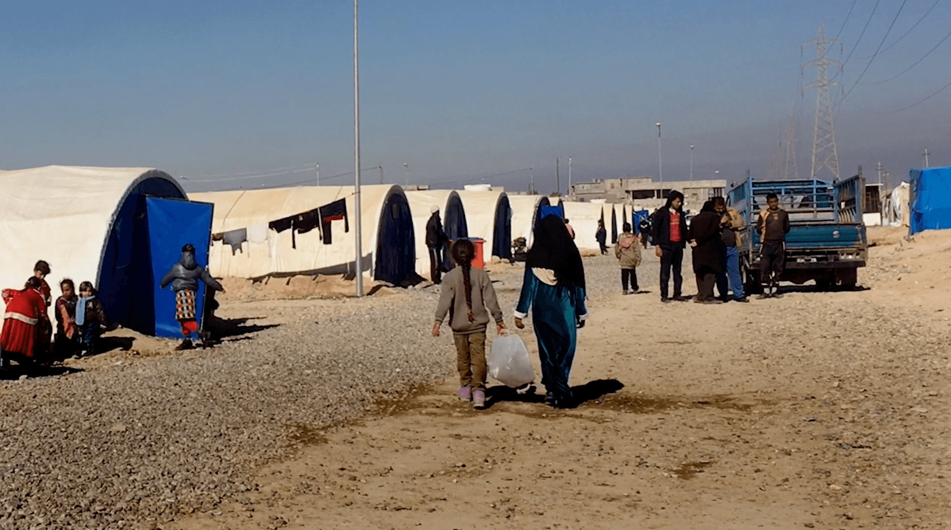 Displaced Iraqis in camp.