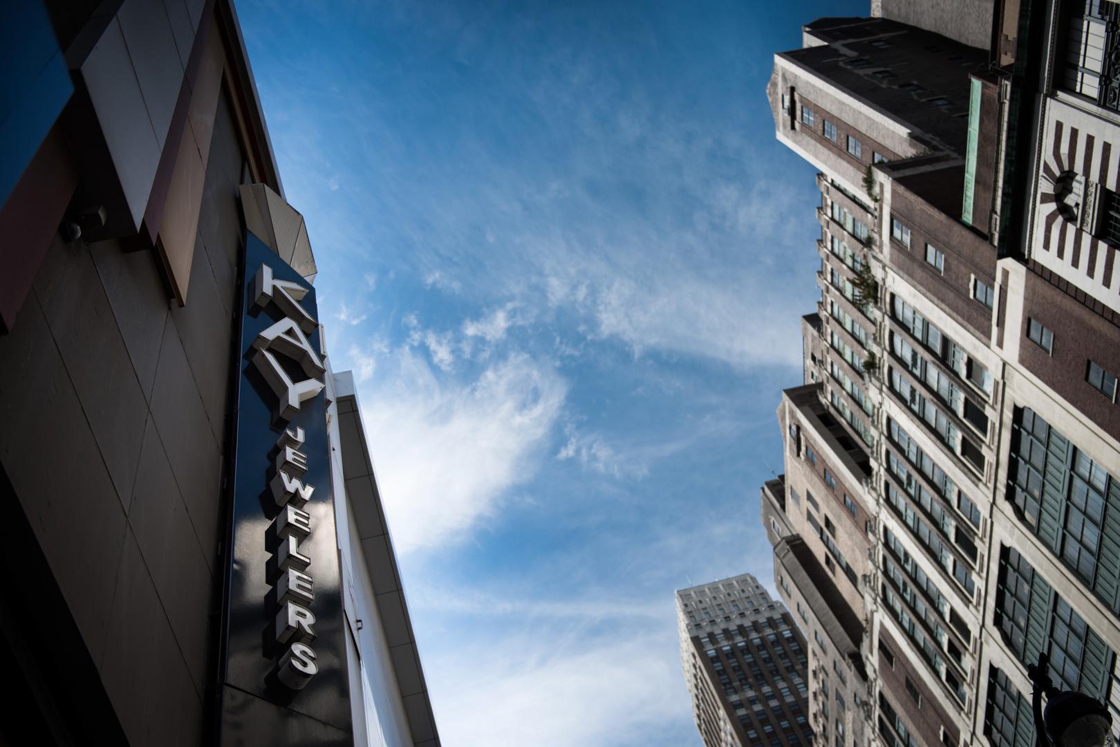 Signage for Kay Jewelers, a subsidiary of Signet Jewelers Ltd., on the exterior of a store in New York, US, August 2017. 