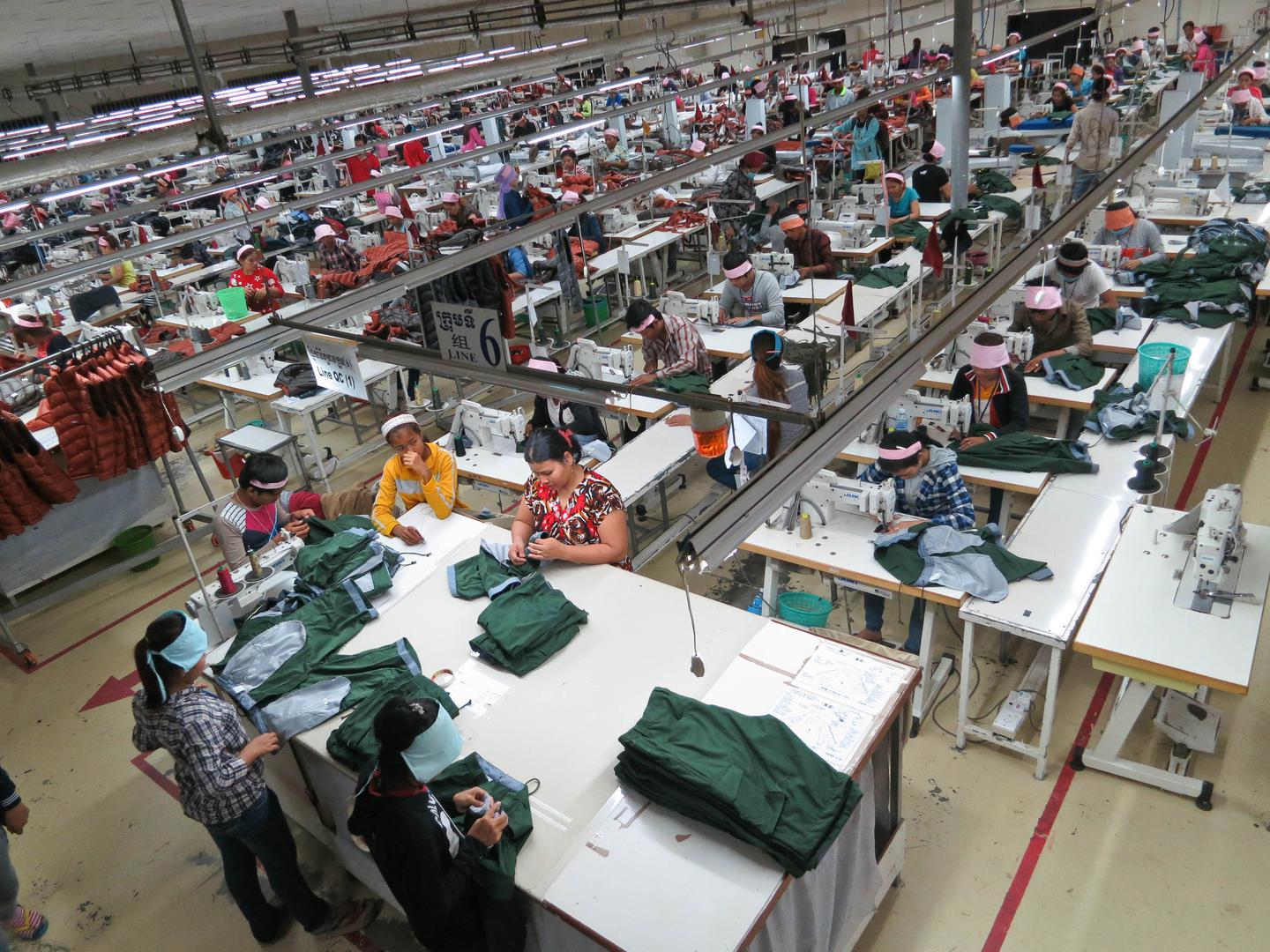 Women workers in a garment factory in Cambodia