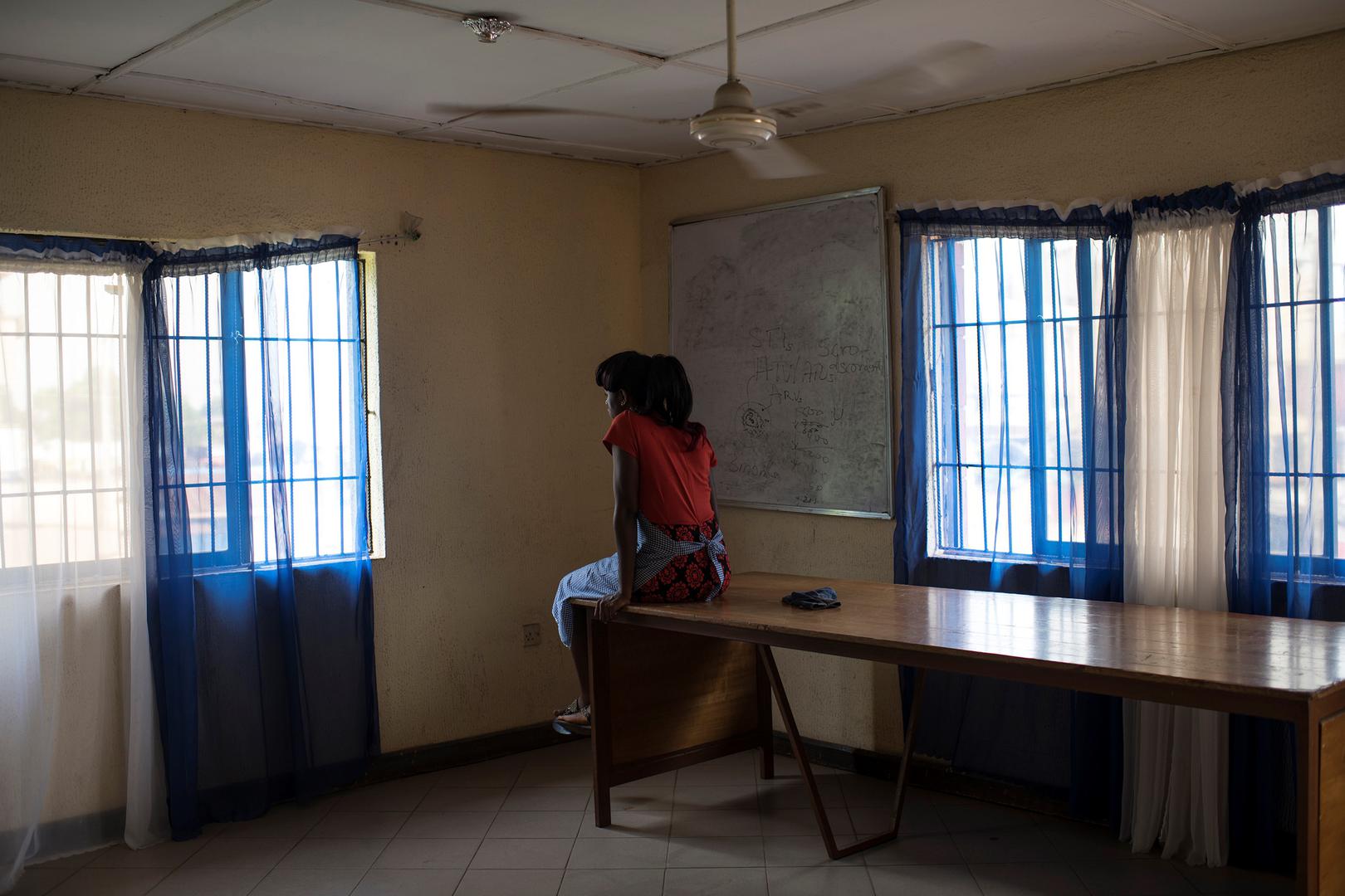 A 24-year-old Nigerian woman in a shelter in Benin City, Nigeria.
