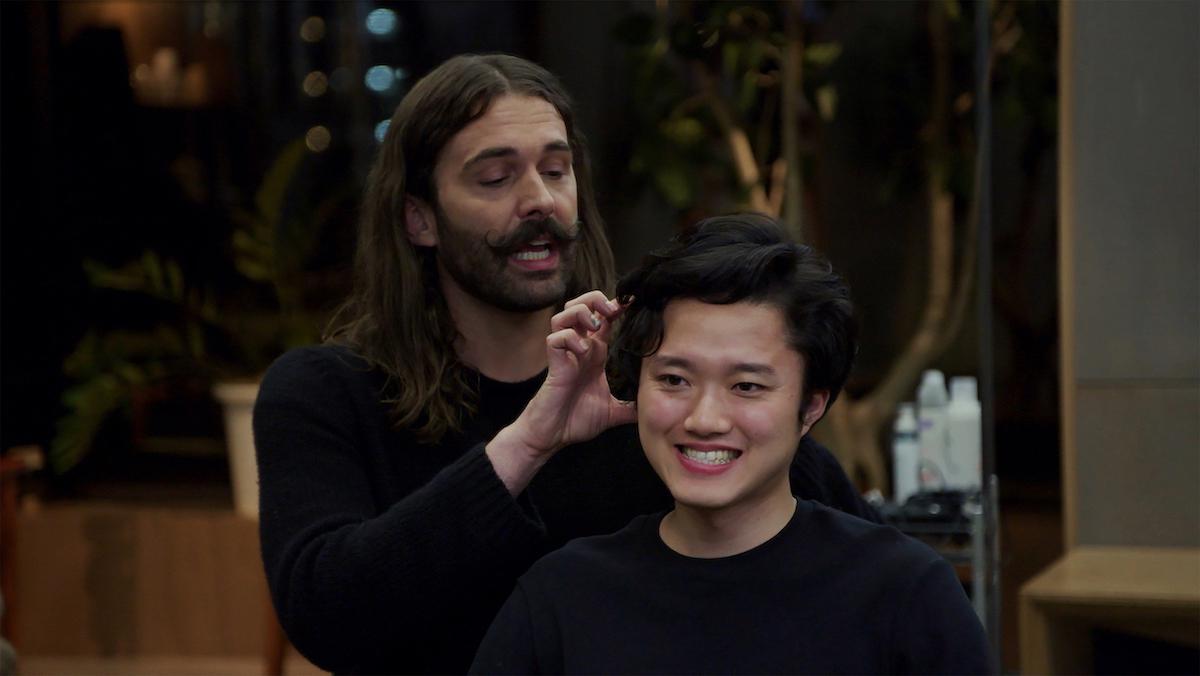 Kan during his haircut session with Jonathan Van Ness