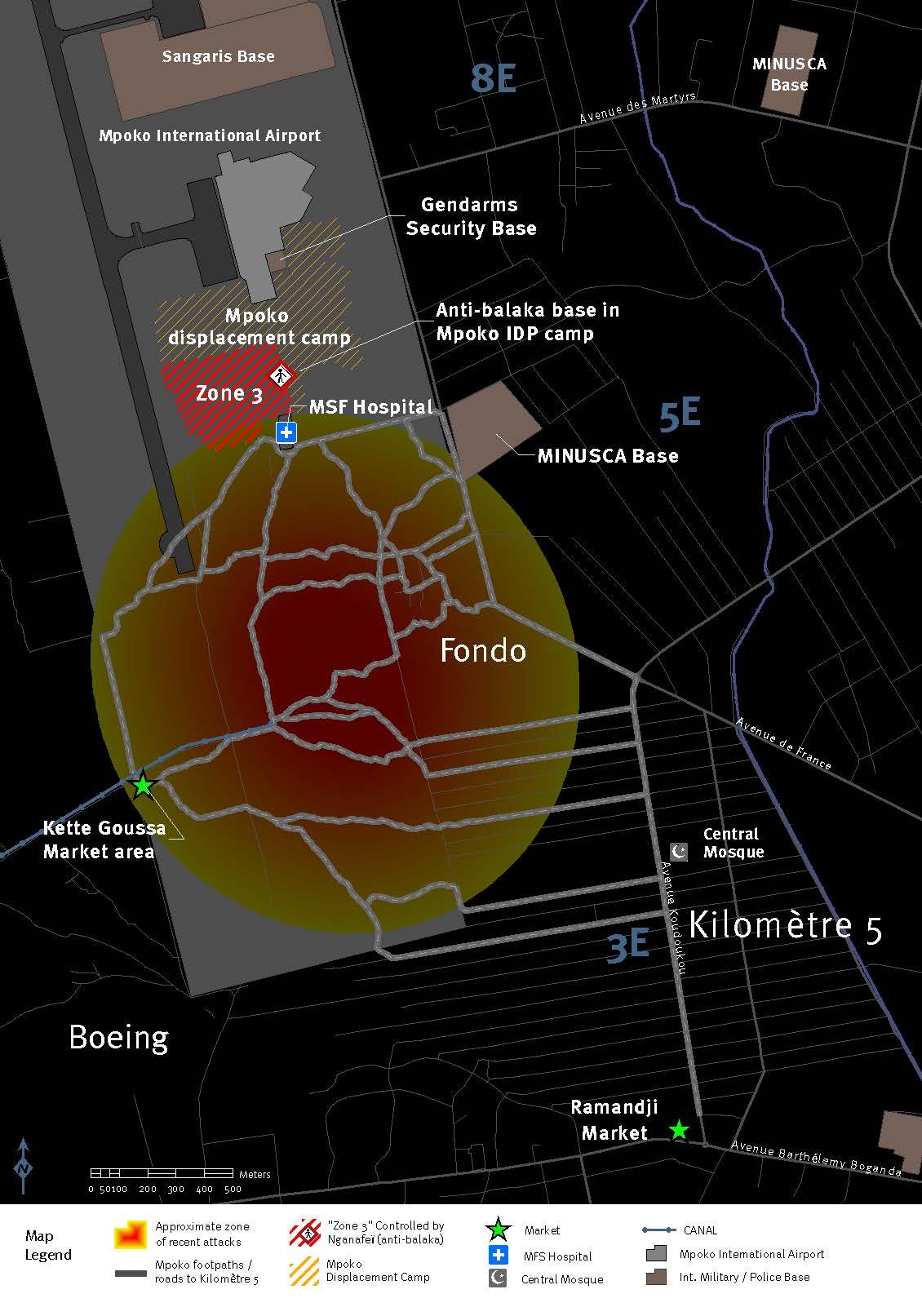 Violence in and near M’poko displacement camp, December 2015 
