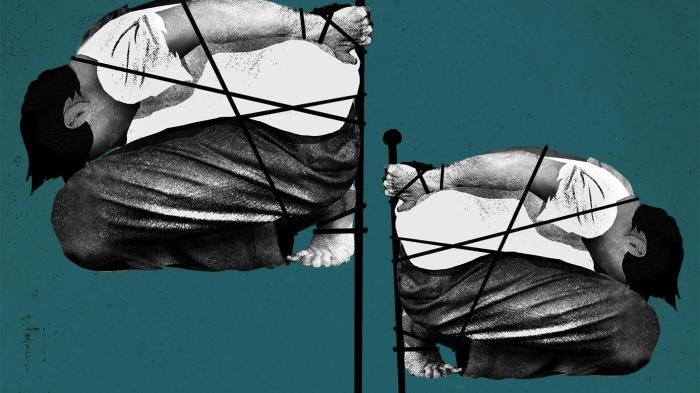 © 2016 Human Rights Watch иллюстрация изображением двух связанных мужчин