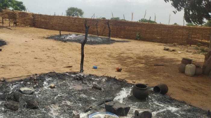 Burned down dwelling in Misterei, Sudan, after the May 28 attack. 