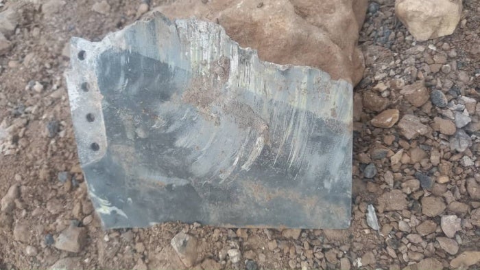 Remnant of a Turkish-made drone dropped munition used in an attack on a farm south of Kobane that killed ten members of the Abdo family.