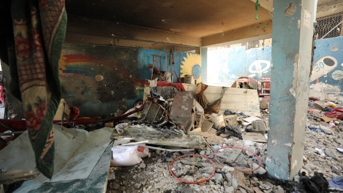 Al-Zeitoun C school in Gaza City, which an Israeli airstrike hit on September 21, 2024, killing at least 34 displaced Palestinians, including at least 21 children, who were sheltering there. 