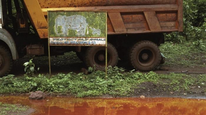  Iron ore hauling truck in Keonjhar forest, Orissa State, India. 