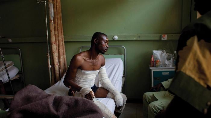 Anthony Ohazuruma, 32 years old, was leaving morning Mass at the St. Teresa Catholic Church in Madalla, Niger State, on December 25, 2011, when a suicide car bomb exploded killing 43 people and injuring dozens.