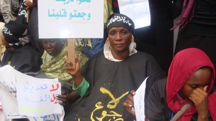 Women at a "No to Women's Oppression" rally protesting Sudan's public order laws, in solidarity with journalist Lubna Hussein, who was prosecuted for wearing trousers.  © August 2009 Private